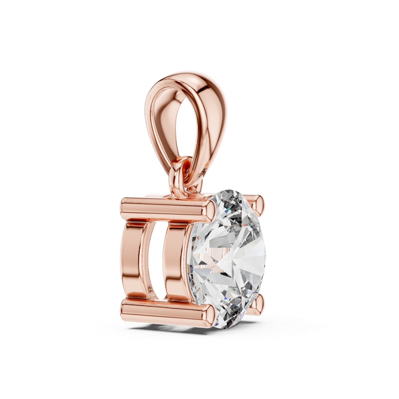 1.00 Cts Round Cut Certified Lab Grown Diamond Gold Pendant PD-35