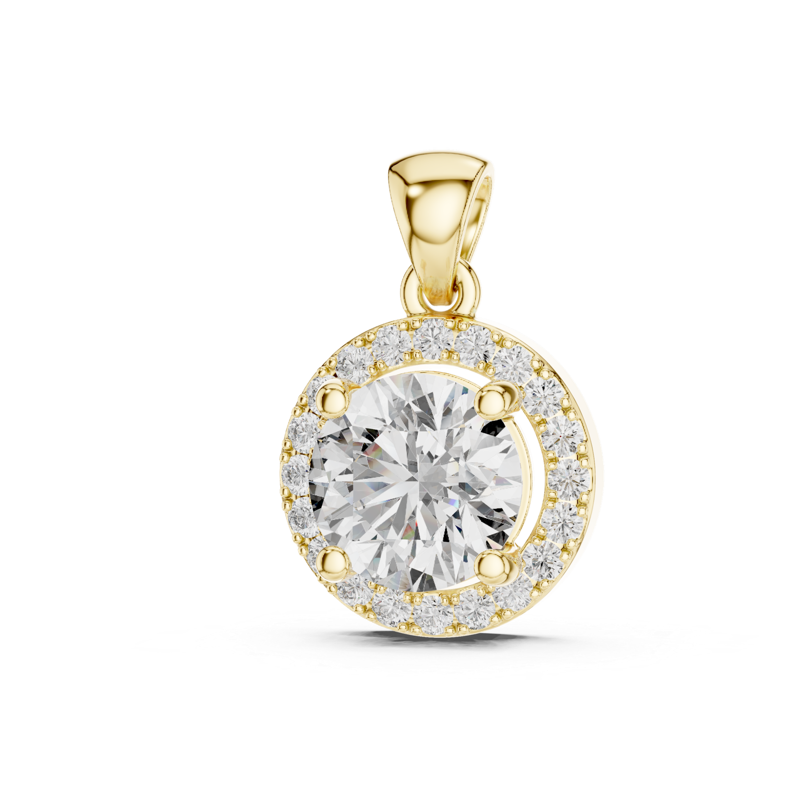 1.20 Cts Round Cut Certified Lab Grown Diamond Gold Pendant PD-002