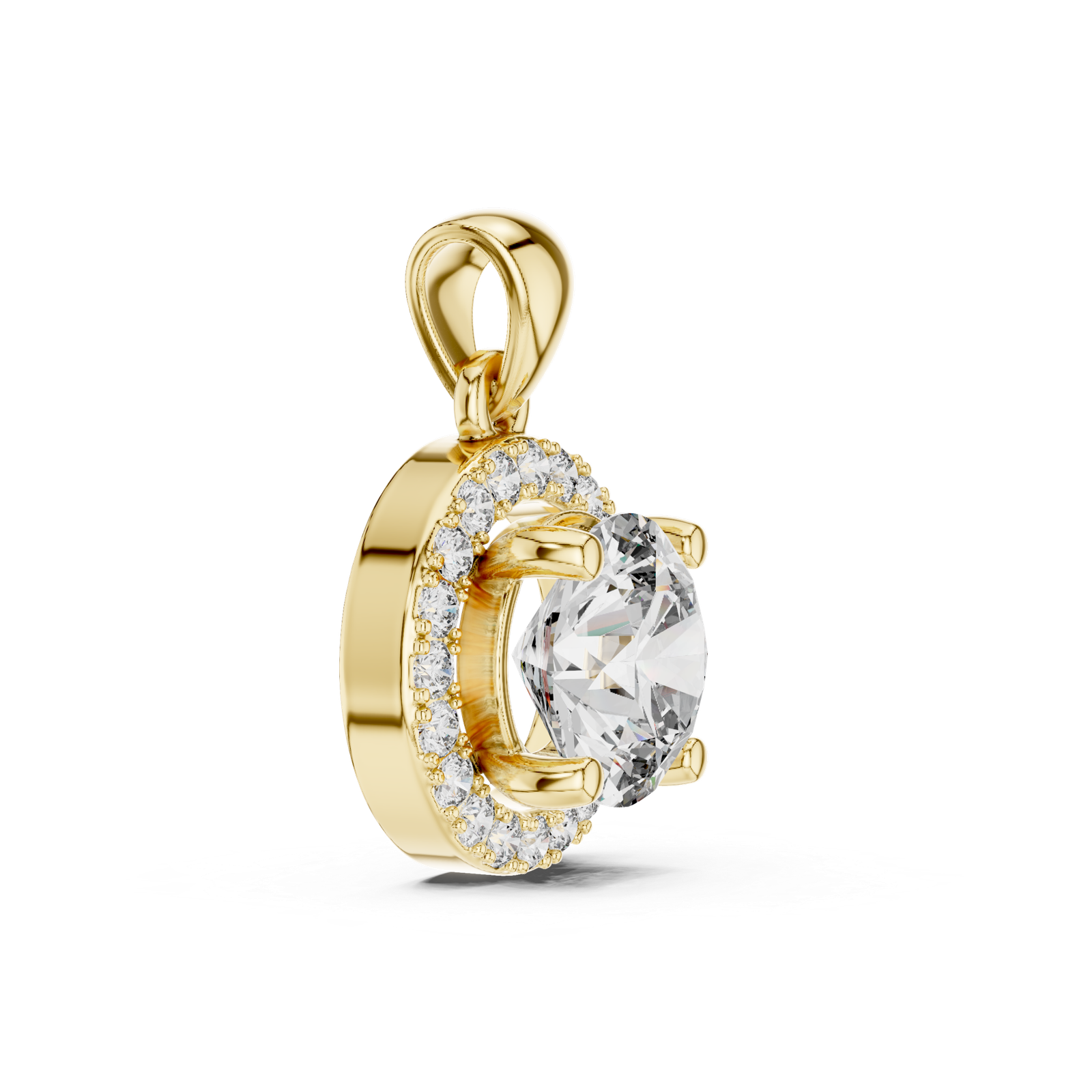 1.20 Cts Round Cut Certified Lab Grown Diamond Gold Pendant PD-002