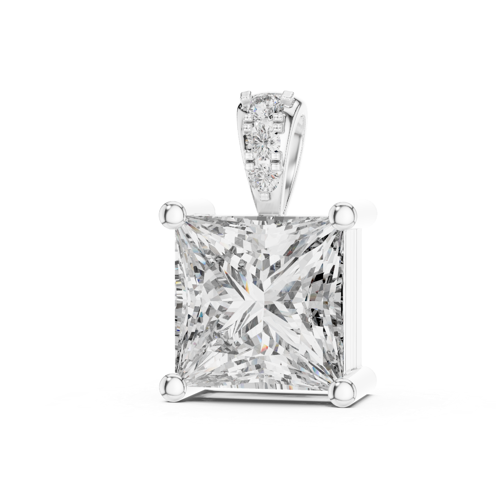 0.043 Cts Princess Cut Certified Lab Grown Diamond Gold Pendant PD-004