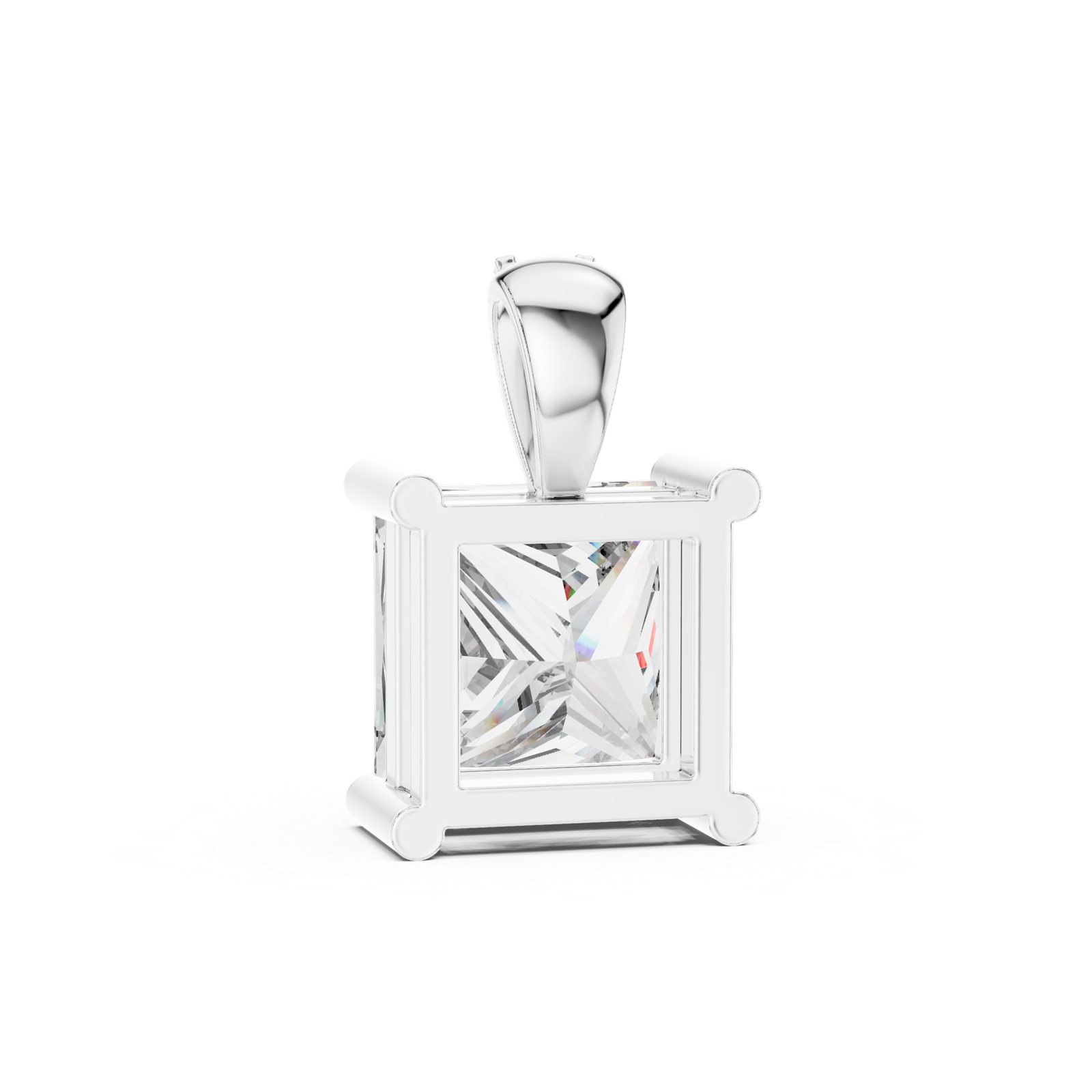 0.043 Cts Princess Cut Certified Lab Grown Diamond Gold Pendant PD-004