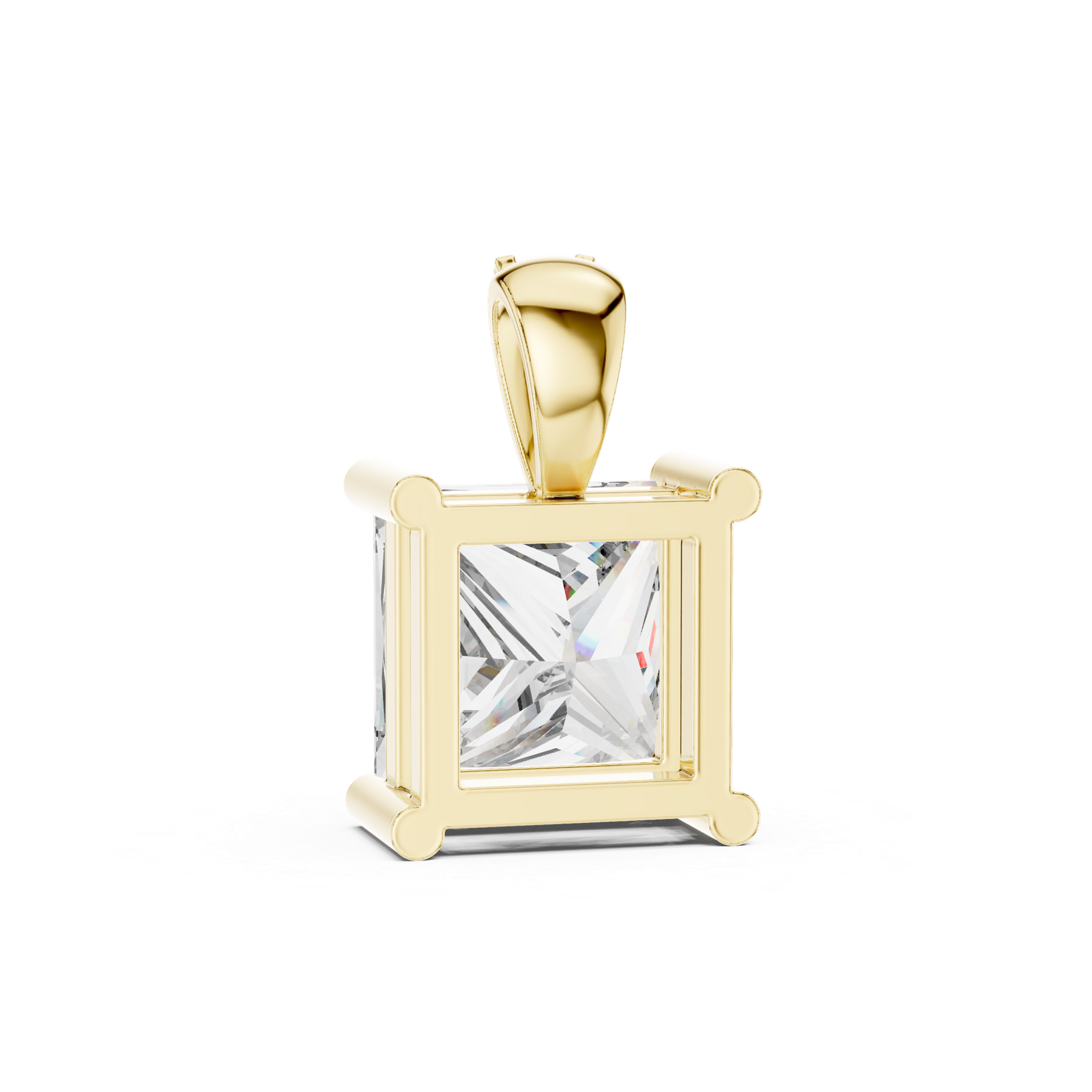 0.043 Cts Princess Cut Certified Lab Grown Diamond Gold Pendant PD-004