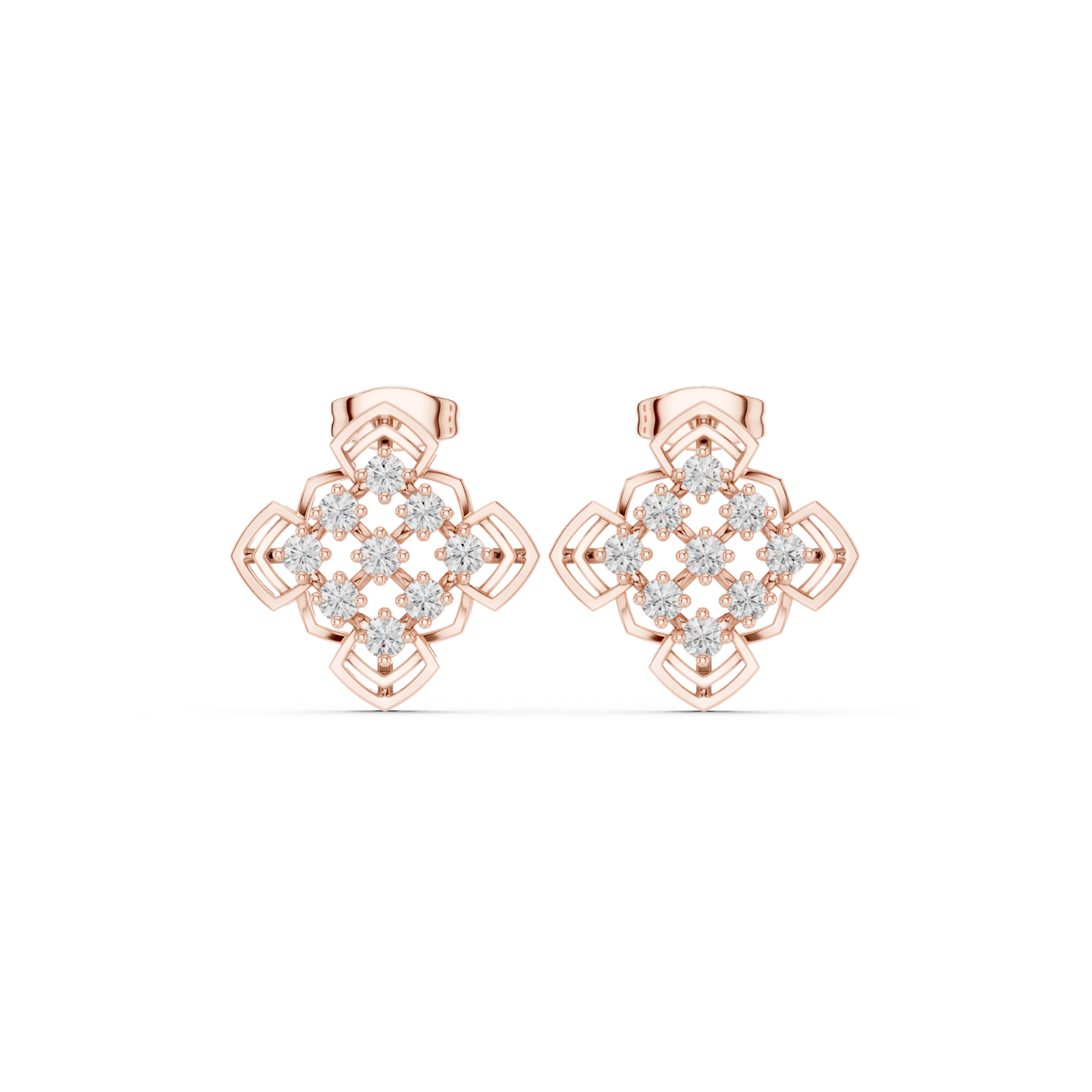 0.63 Cts Round Cut Lab Grown Diamond Gold Earrings ER-10004