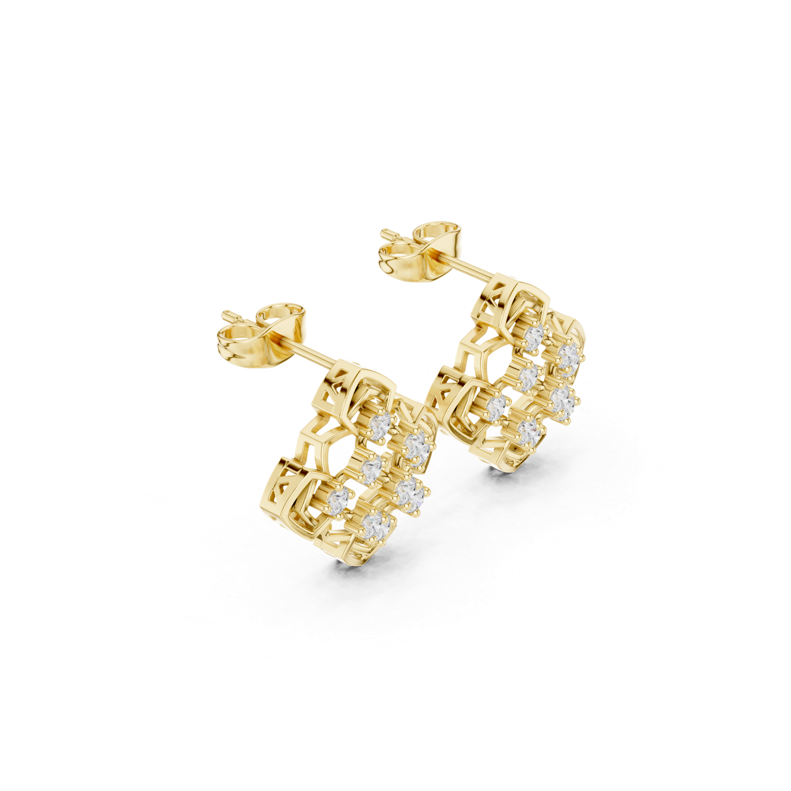 0.63 Cts Round Cut Lab Grown Diamond Gold Earrings ER-10004