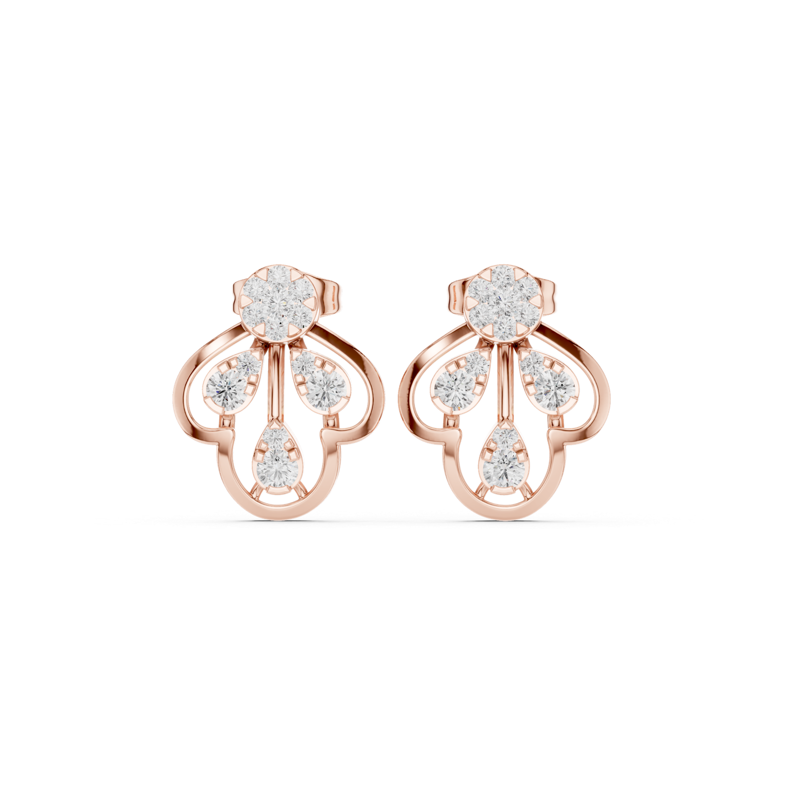 0.55 Cts Round Cut Lab Grown Diamond Gold Earrings ER-10010