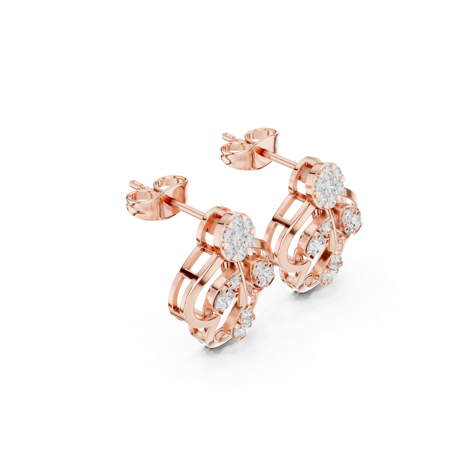 0.55 Cts Round Cut Lab Grown Diamond Gold Earrings ER-10010