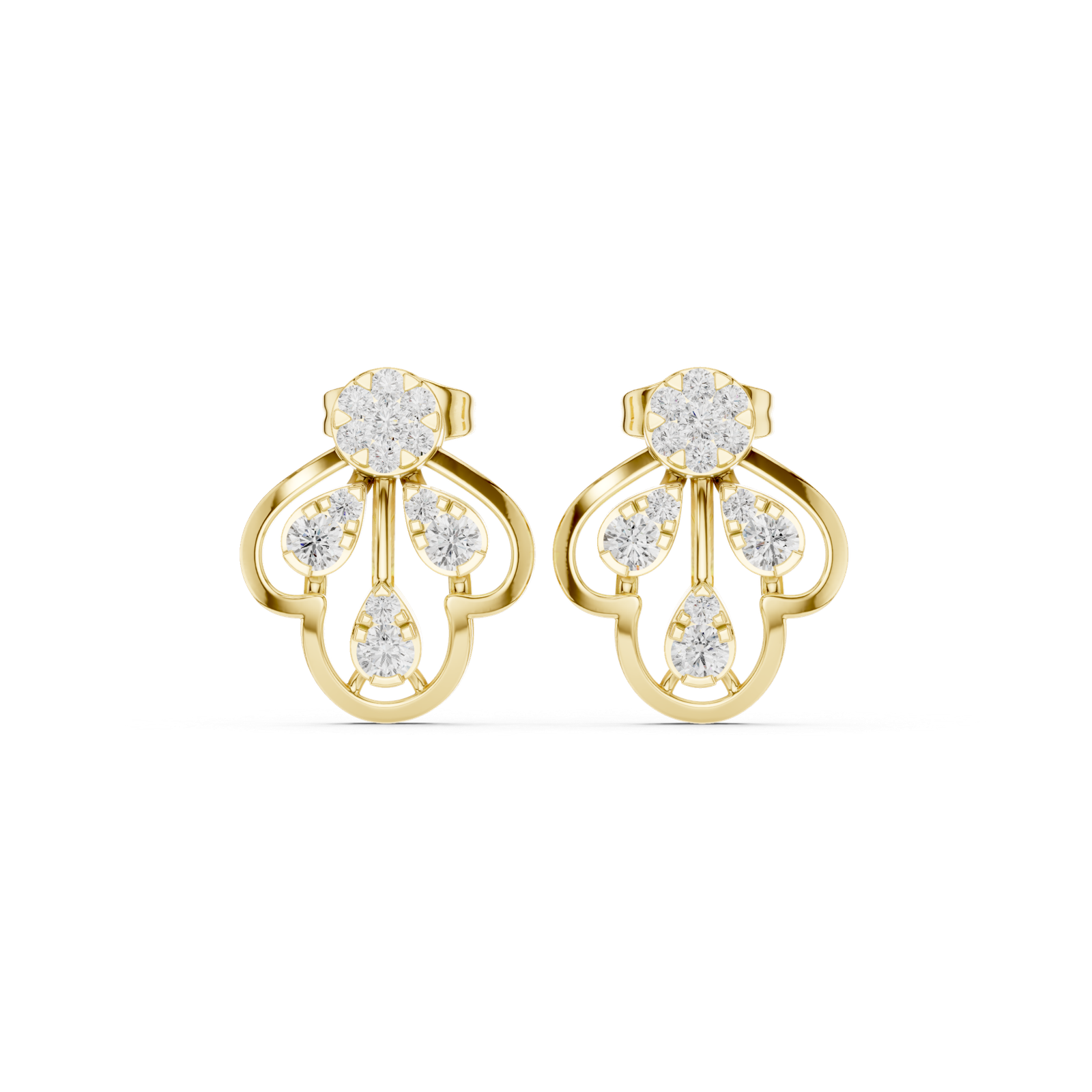 0.55 Cts Round Cut Lab Grown Diamond Gold Earrings ER-10010
