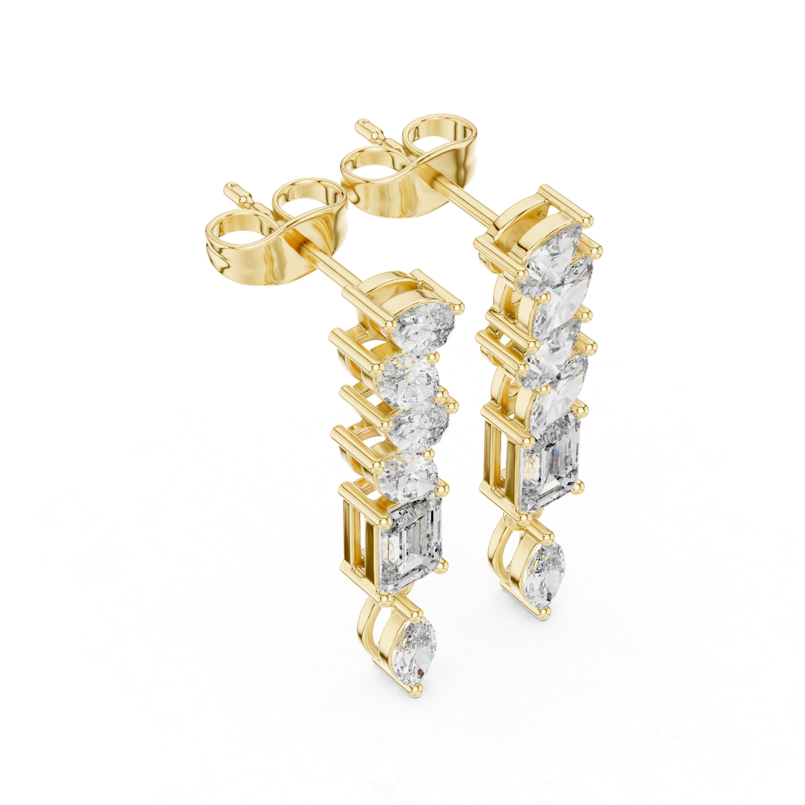 1.60 Cts Emerald Cut Lab Grown Diamond Dangle Gold Earrings ER-199