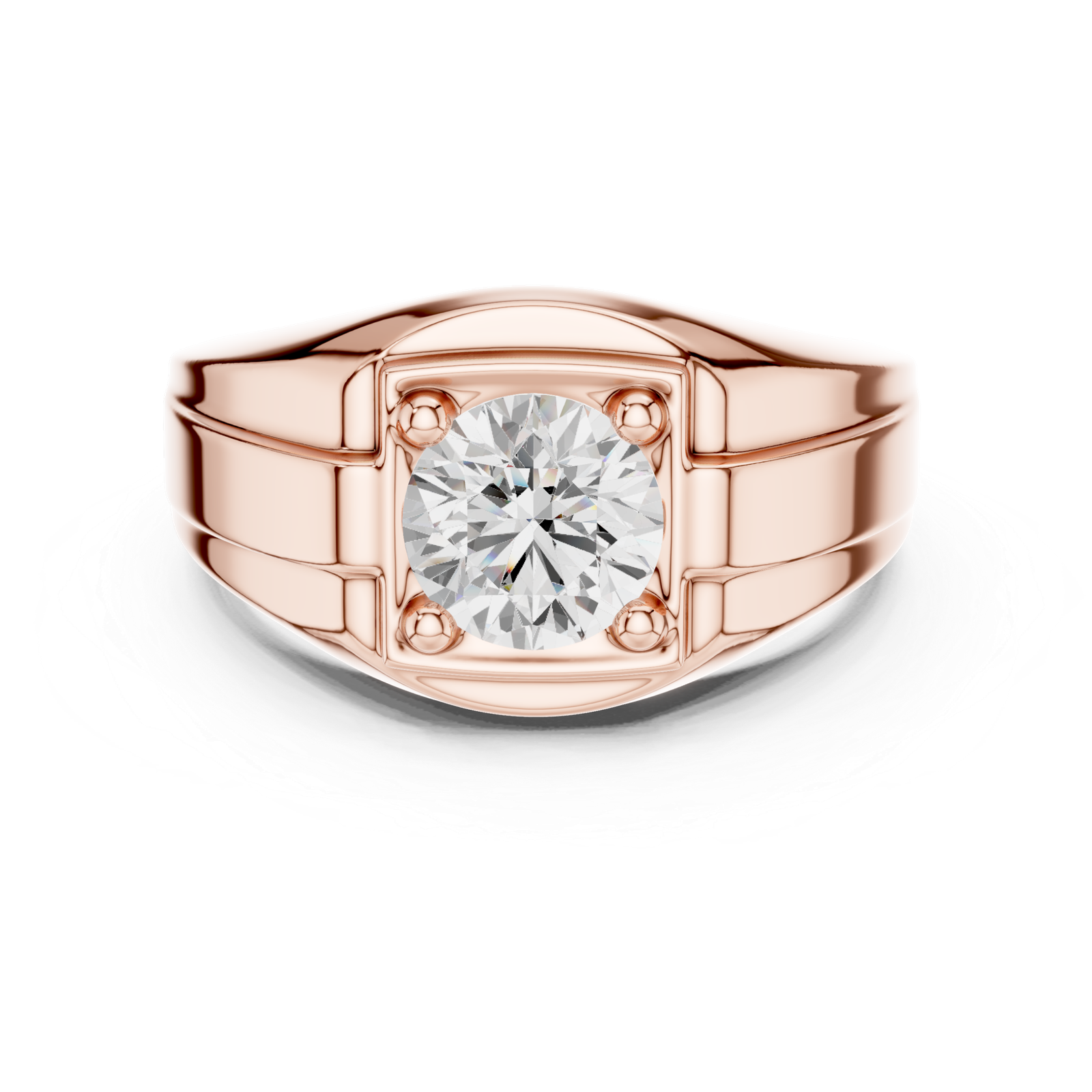 1.10 Cts Round Cut Lab Grown Diamond Men's Gold Ring GR-021