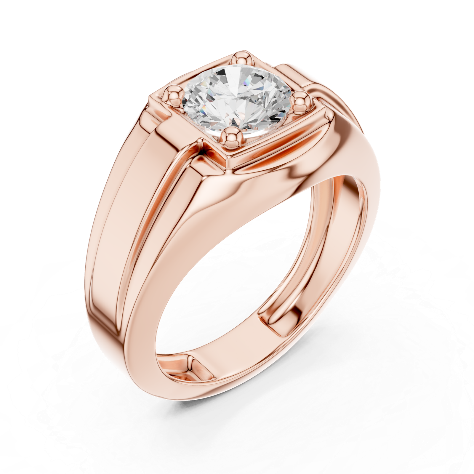 1.10 Cts Round Cut Lab Grown Diamond Men's Gold Ring GR-021