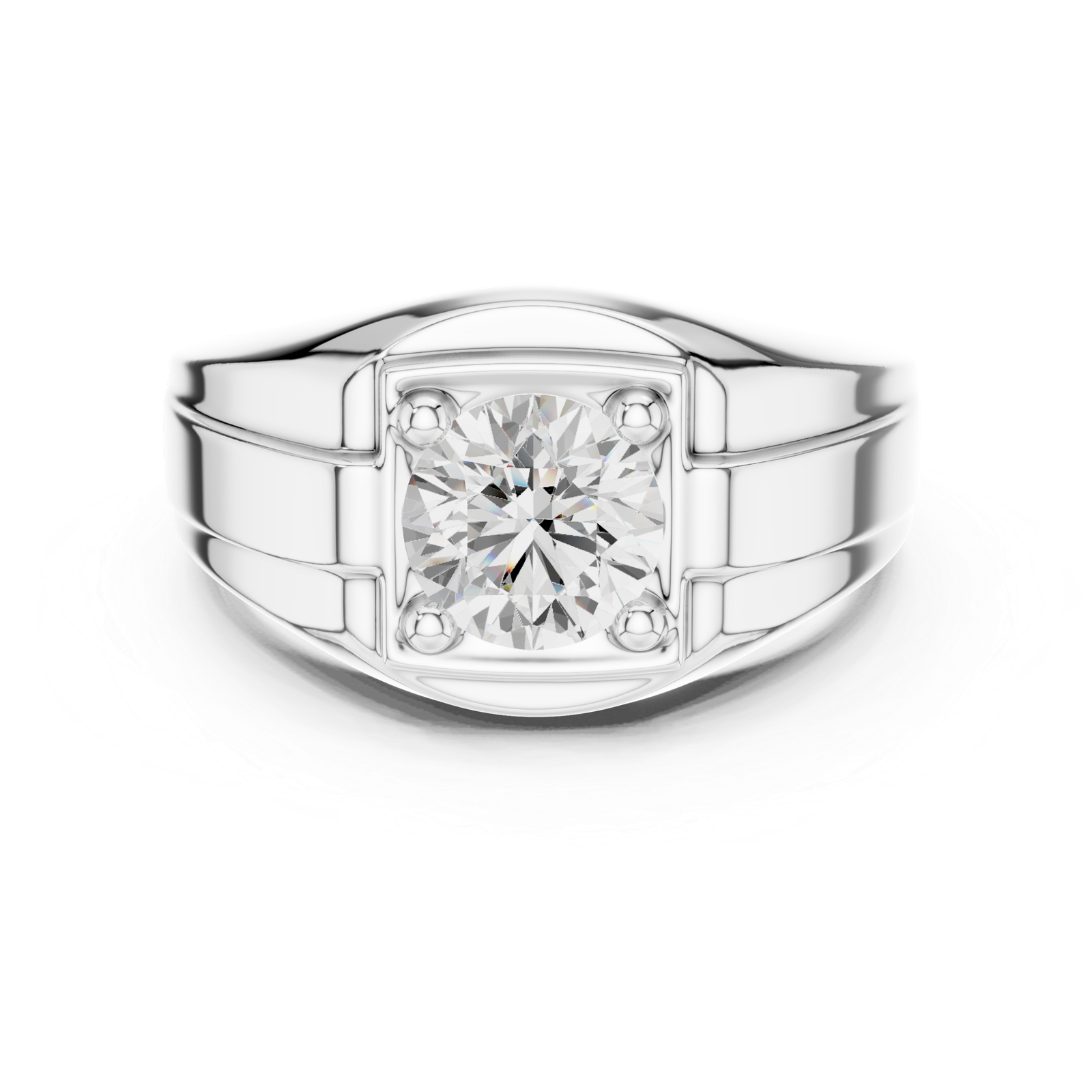 1.10 Cts Round Cut Lab Grown Diamond Men's Gold Ring GR-021
