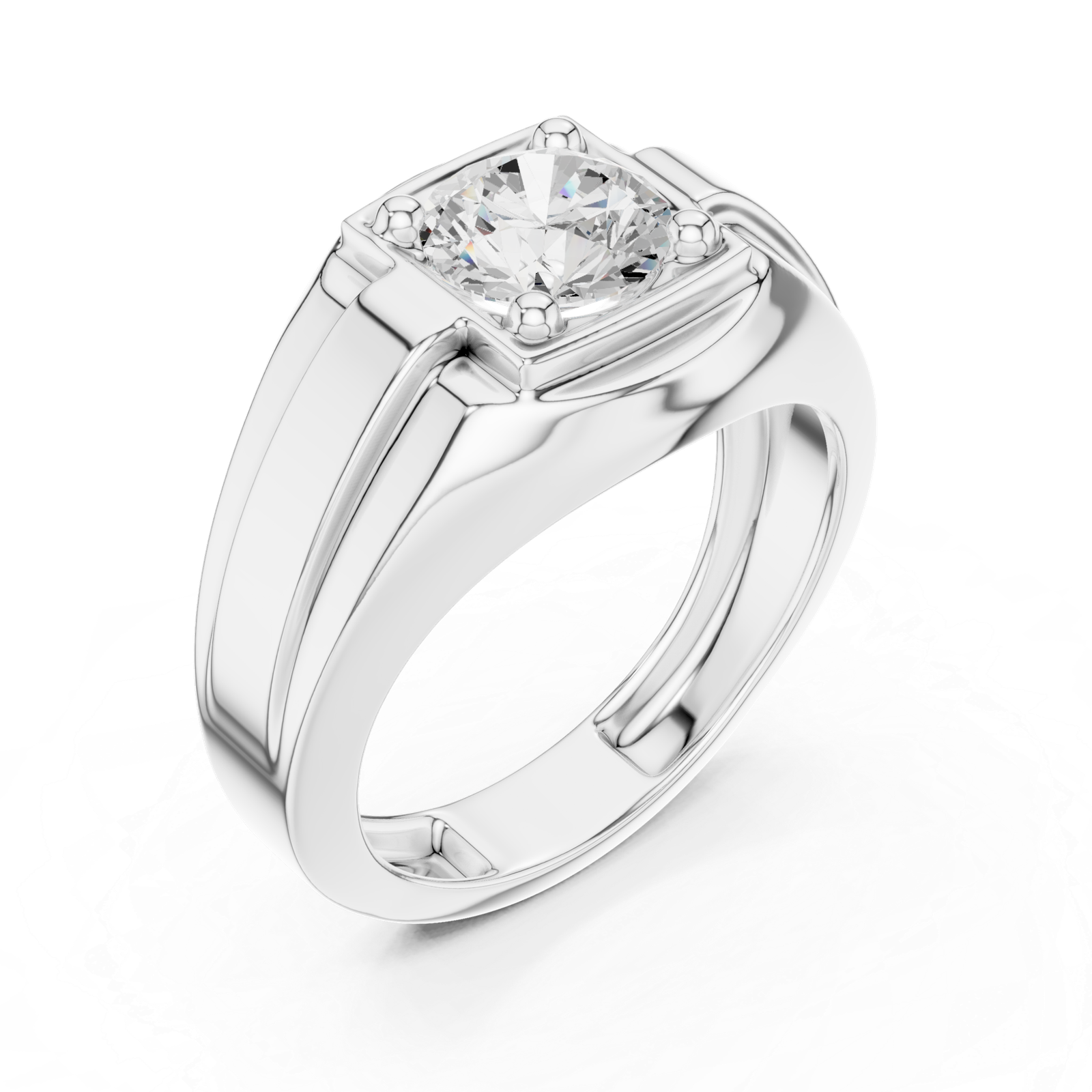 1.10 Cts Round Cut Lab Grown Diamond Men's Gold Ring GR-021