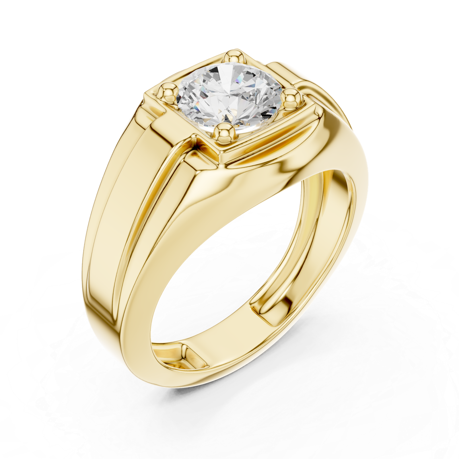1.10 Cts Round Cut Lab Grown Diamond Men's Gold Ring GR-021