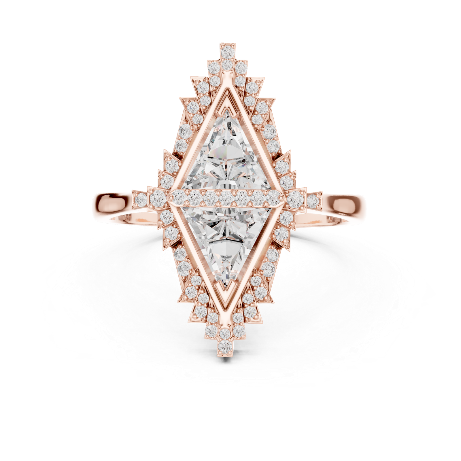 1.38 Cts Triangle Cut Certified Lab Grown Diamond Gold Ring LR-01L(2)