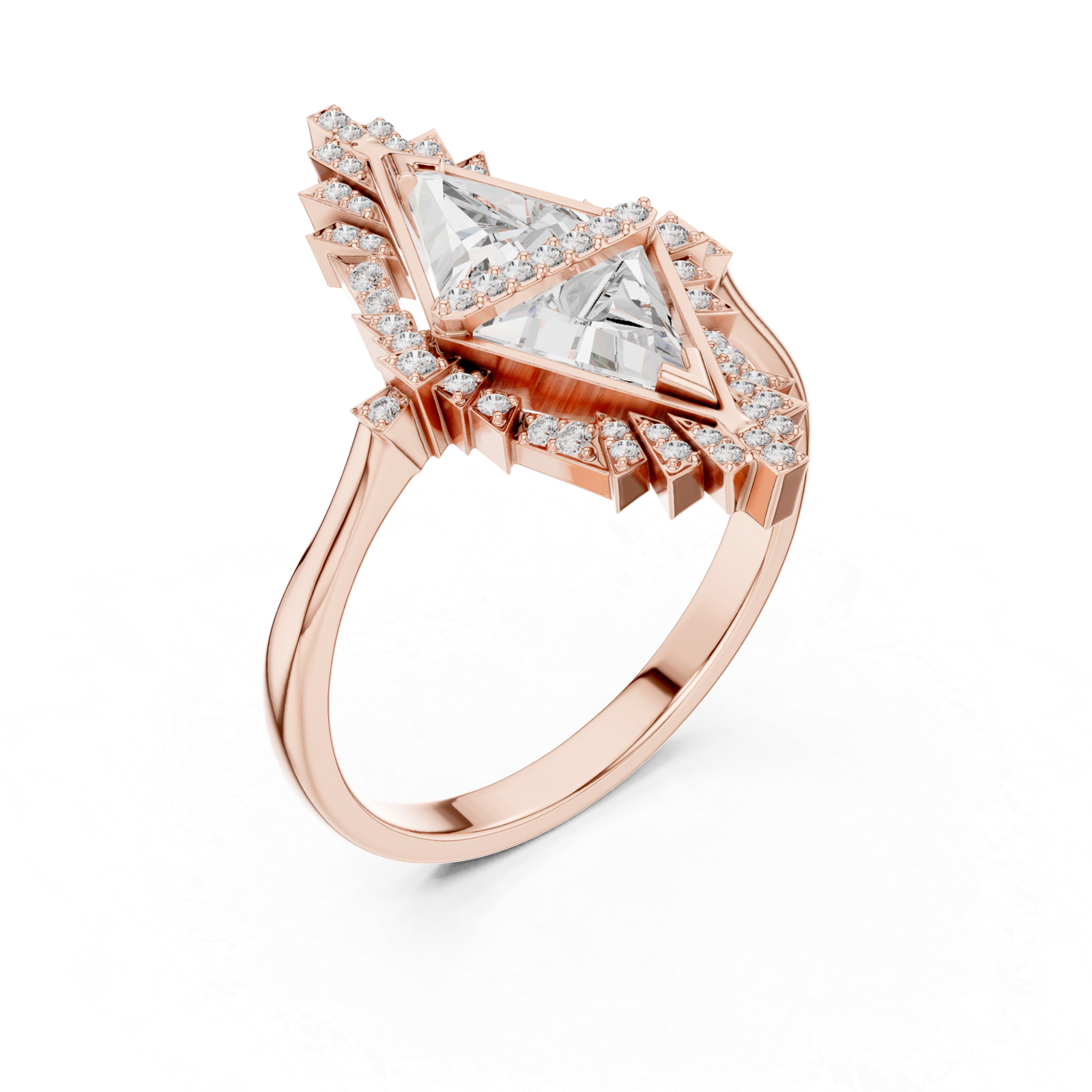 1.38 Cts Triangle Cut Certified Lab Grown Diamond Gold Ring LR-01L(2)