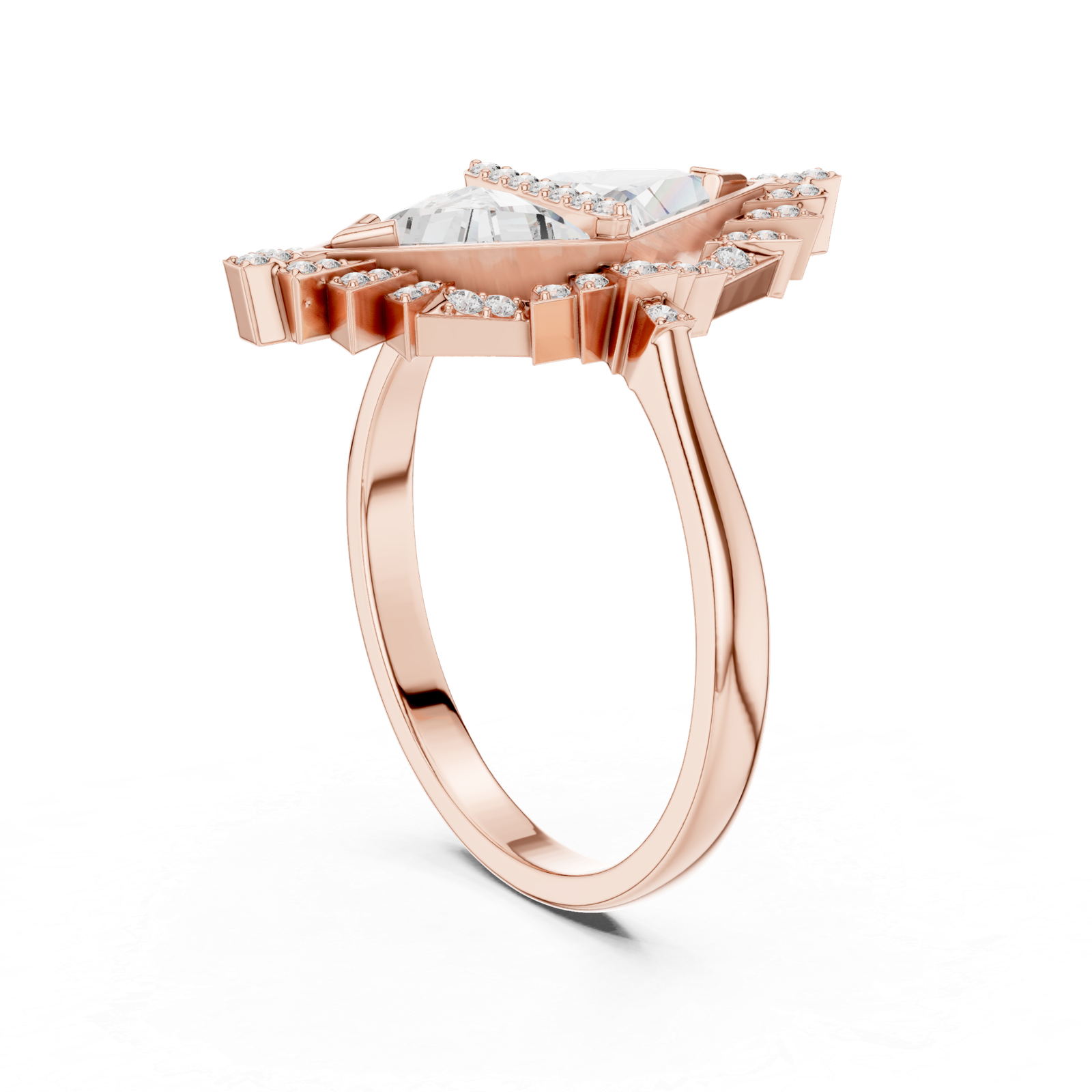 1.38 Cts Triangle Cut Certified Lab Grown Diamond Gold Ring LR-01L(2)