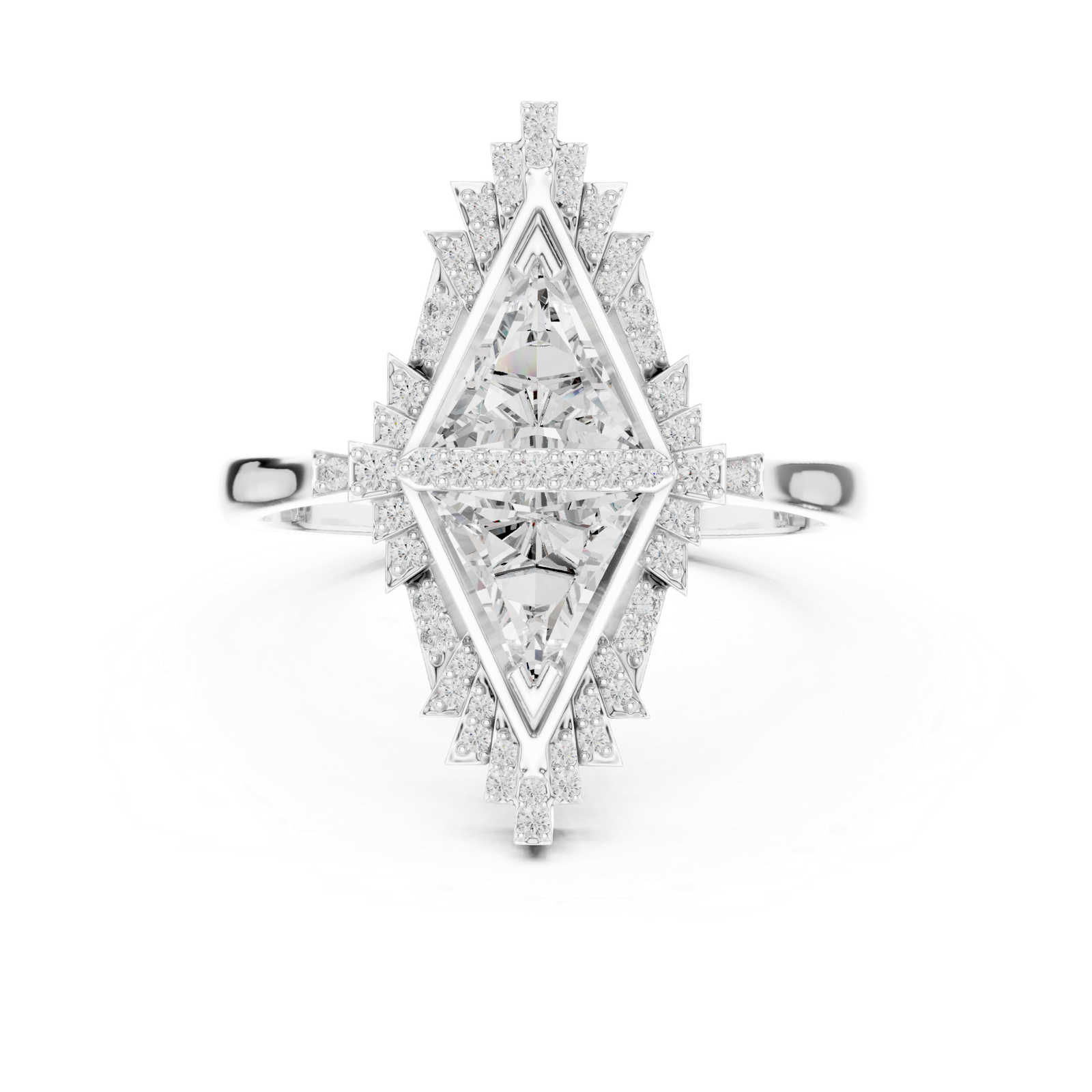 1.38 Cts Triangle Cut Certified Lab Grown Diamond Gold Ring LR-01L(2)