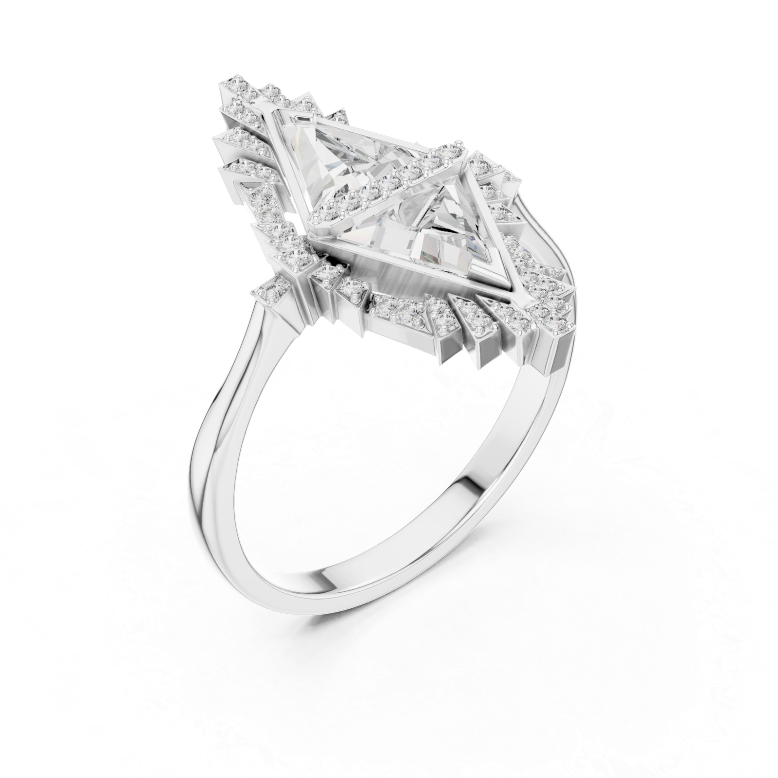 1.38 Cts Triangle Cut Certified Lab Grown Diamond Gold Ring LR-01L(2)