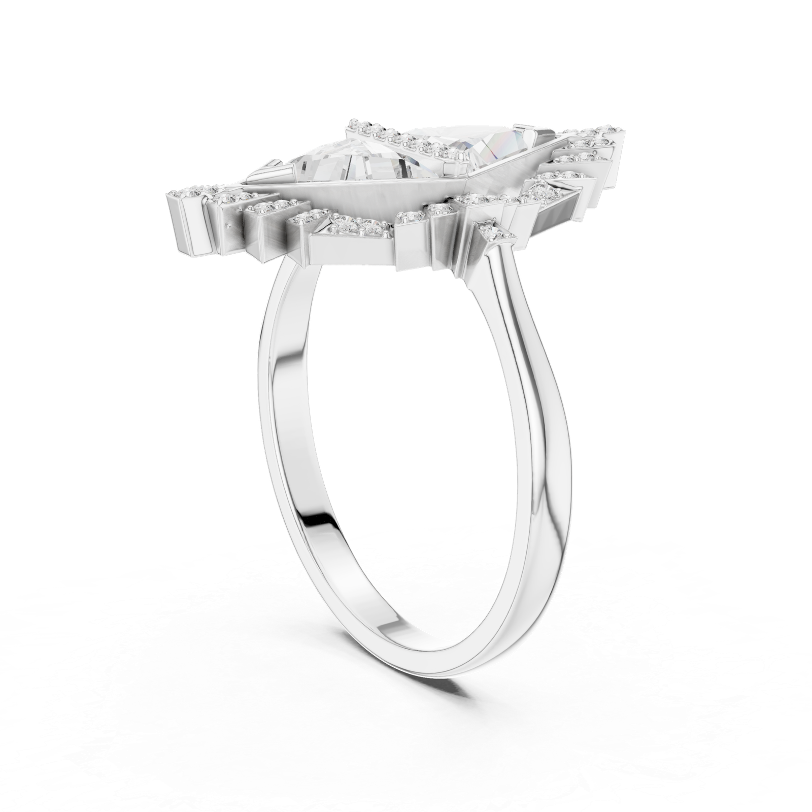 1.38 Cts Triangle Cut Certified Lab Grown Diamond Gold Ring LR-01L(2)