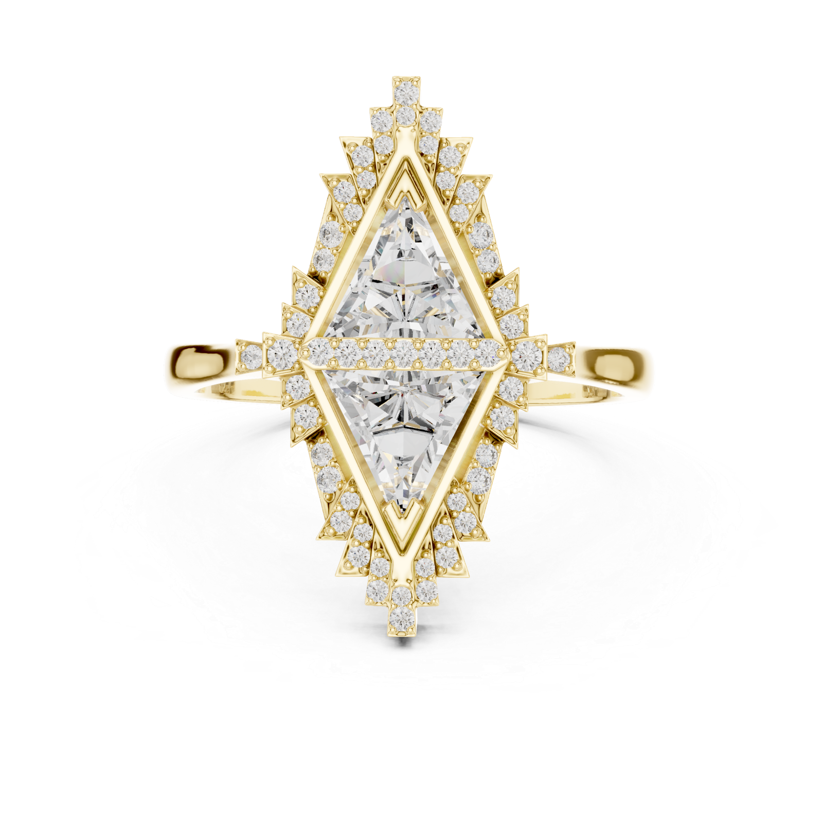 1.38 Cts Triangle Cut Certified Lab Grown Diamond Gold Ring LR-01L(2)