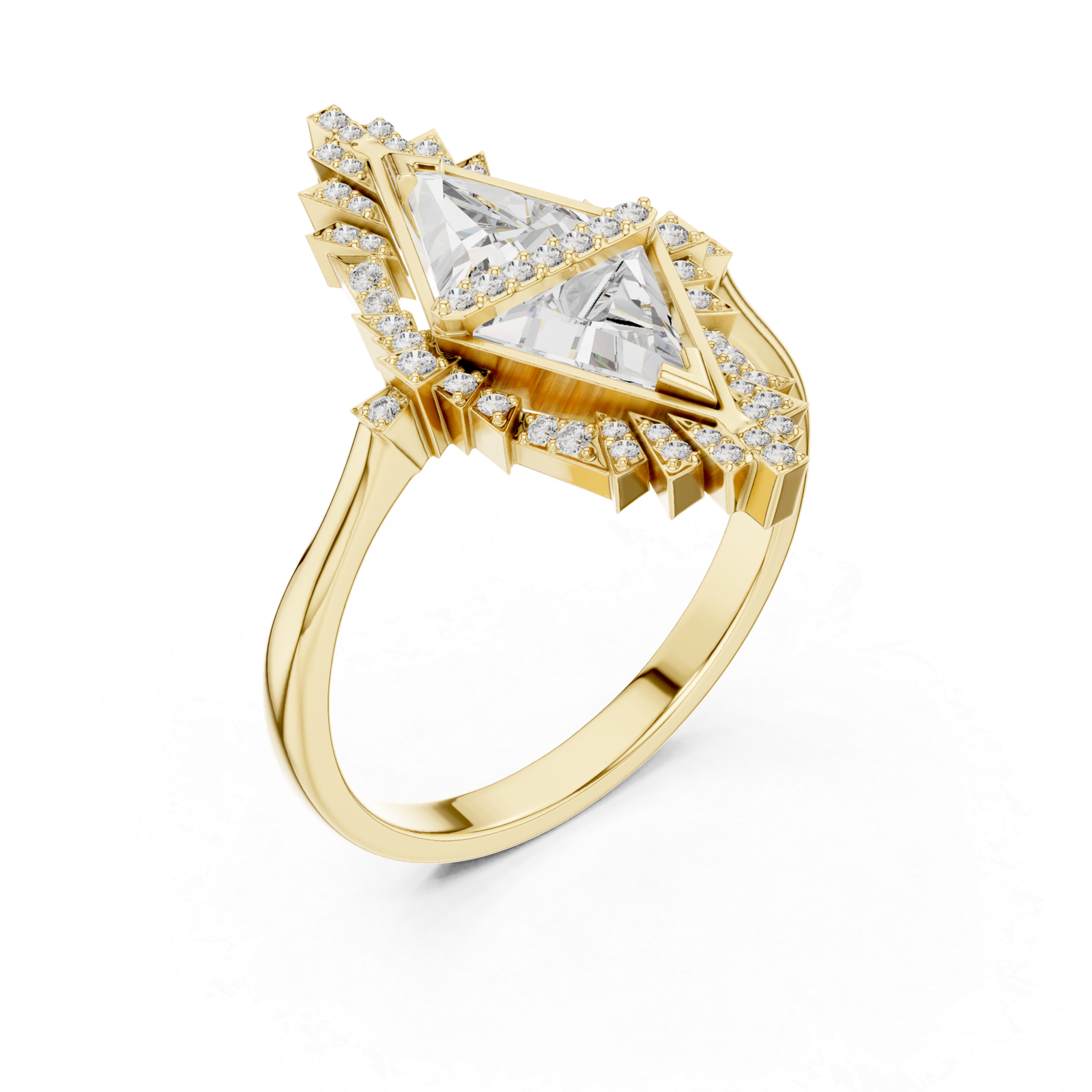 1.38 Cts Triangle Cut Certified Lab Grown Diamond Gold Ring LR-01L(2)