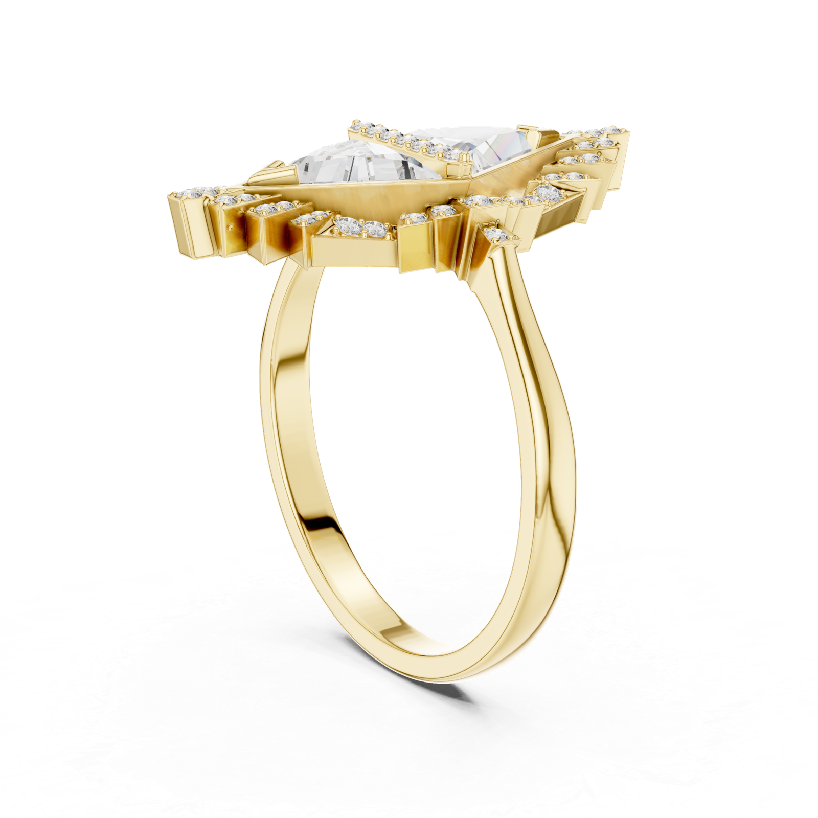 1.38 Cts Triangle Cut Certified Lab Grown Diamond Gold Ring LR-01L(2)