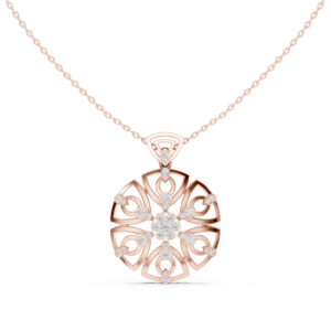 0.79 Cts Round Cut Lab Grown Diamond Gold Pendant PD-10014