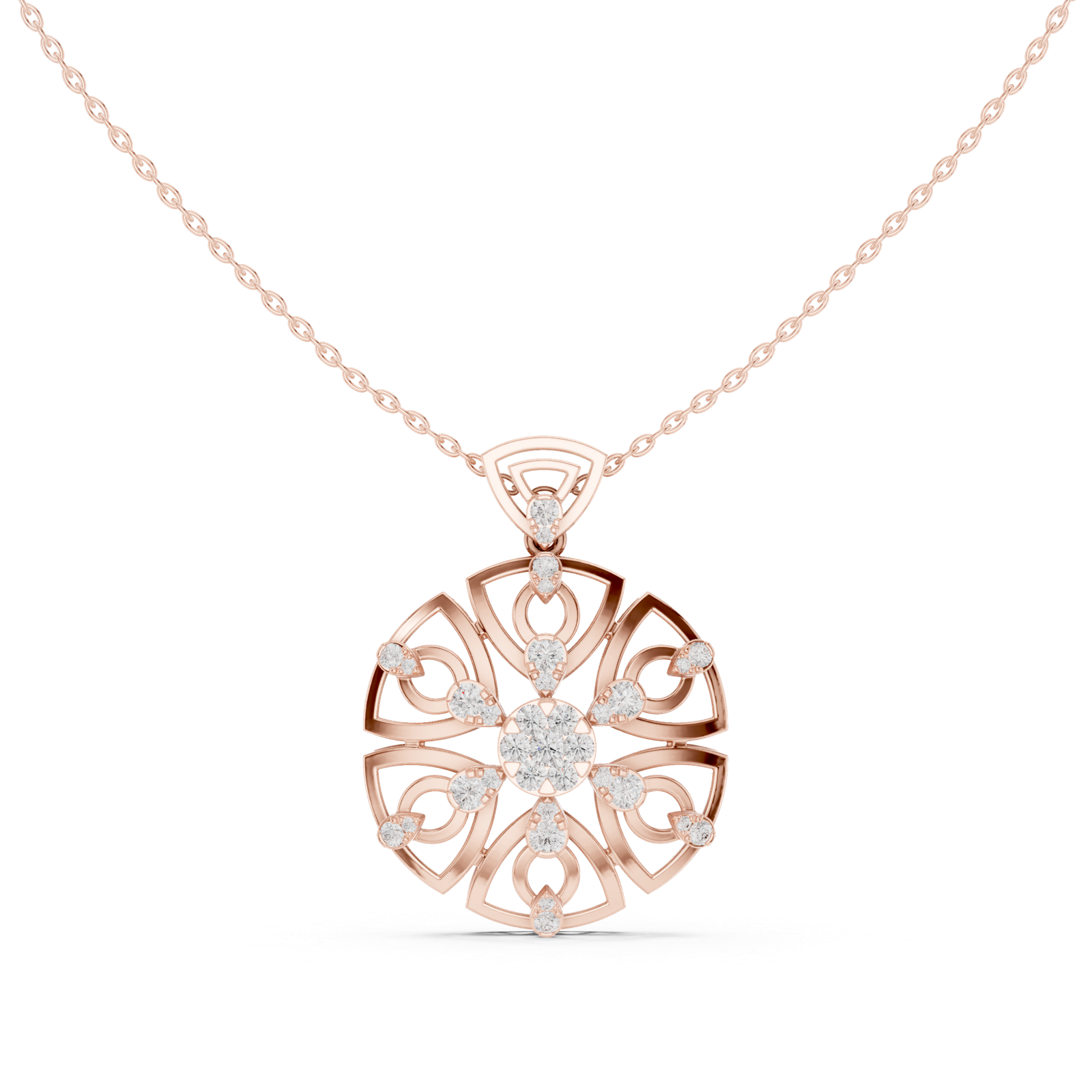 0.79 Cts Round Cut Lab Grown Diamond Gold Pendant PD-10014