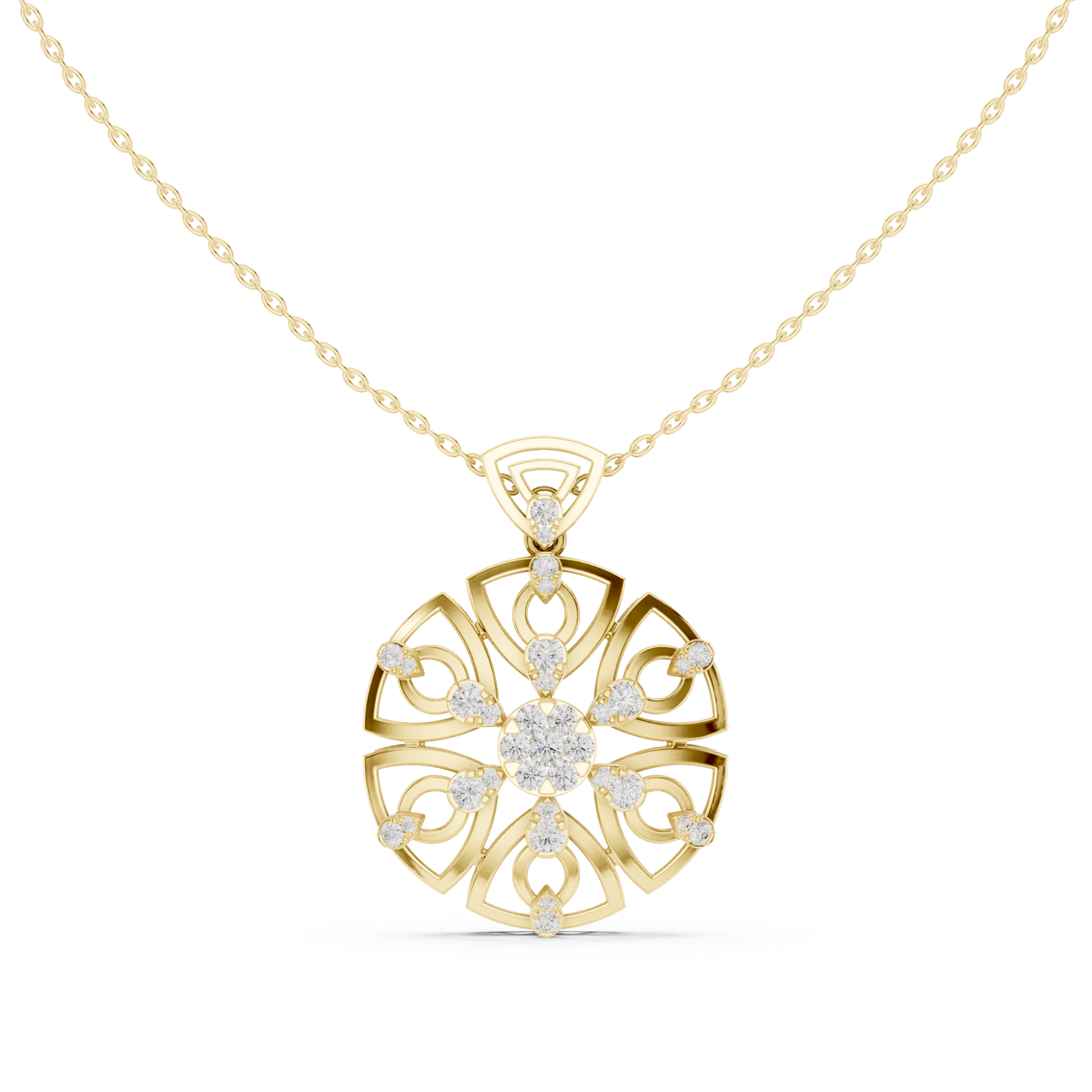 0.79 Cts Round Cut Lab Grown Diamond Gold Pendant PD-10014