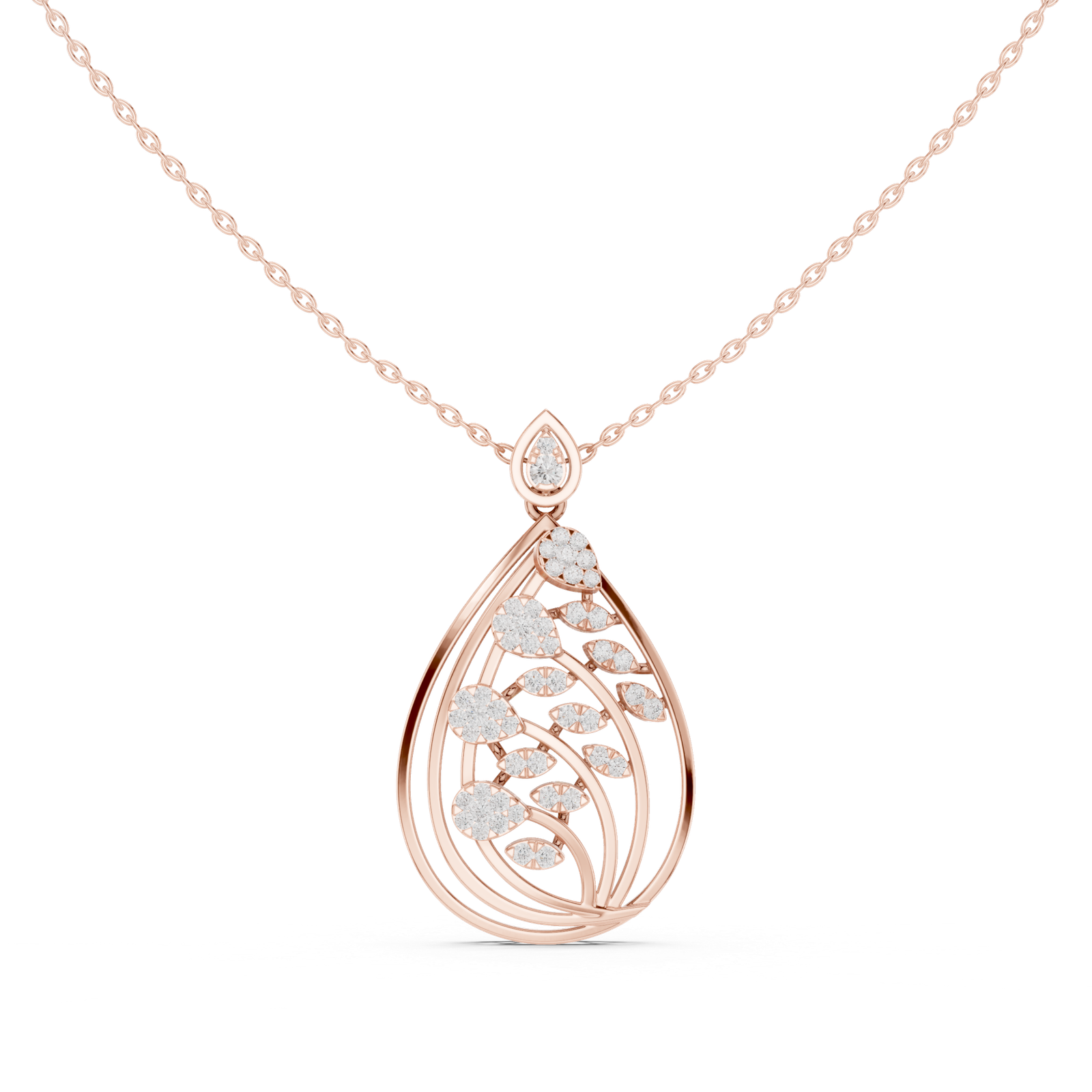 0.59 Cts Round Cut Lab Grown Diamond Gold Pendant PD-10015