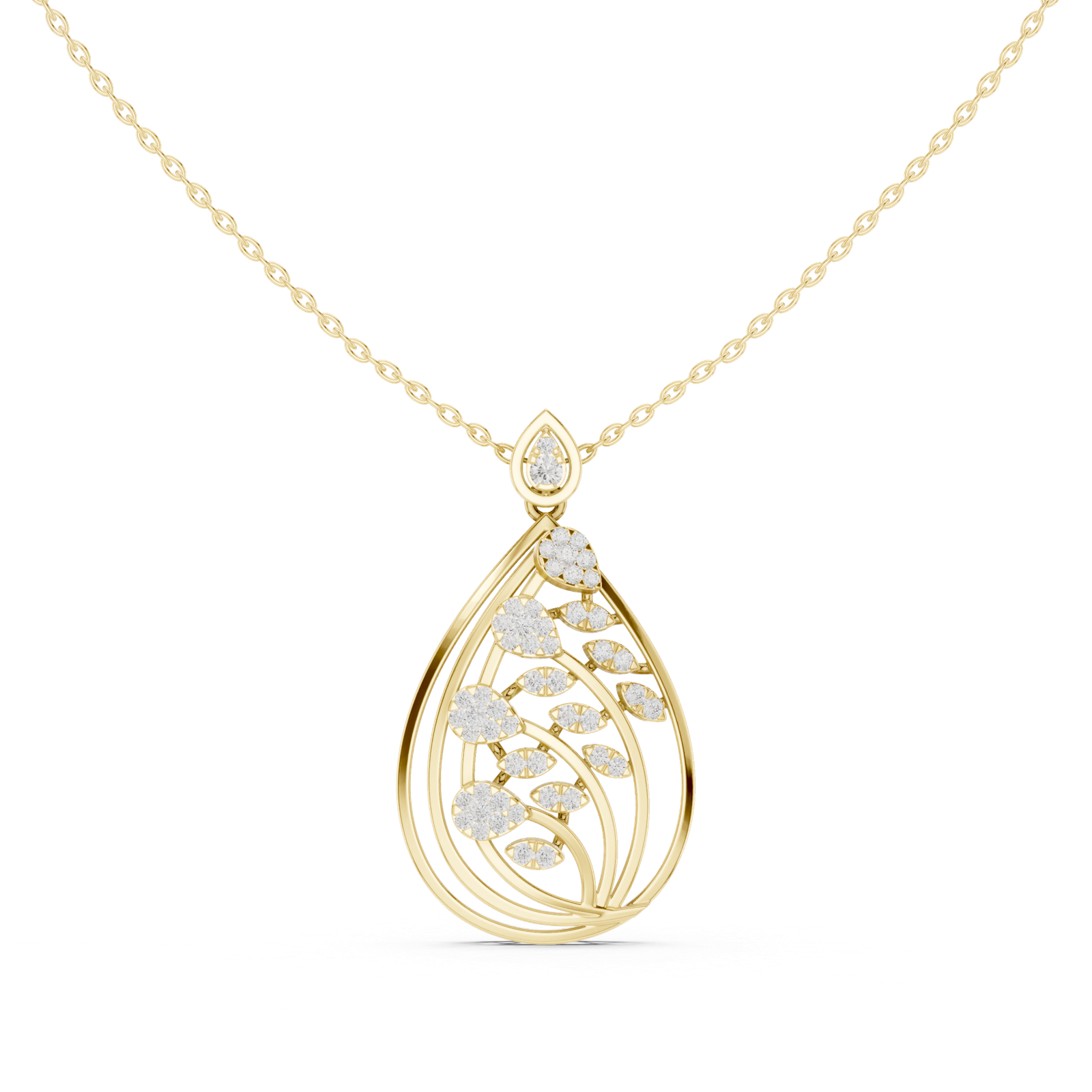 0.59 Cts Round Cut Lab Grown Diamond Gold Pendant PD-10015