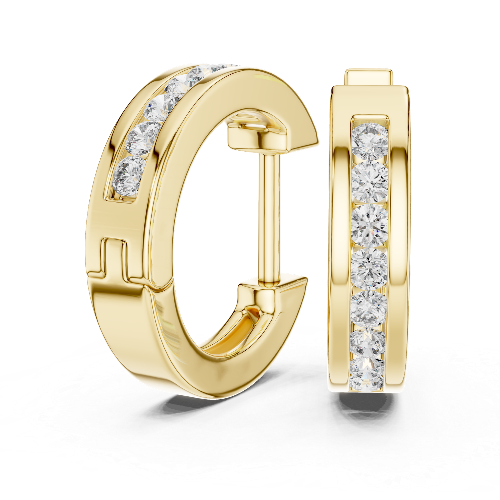 Lab Grown Diamond Gold Earrings Certified 0.14 Cts Round Cut ER-64