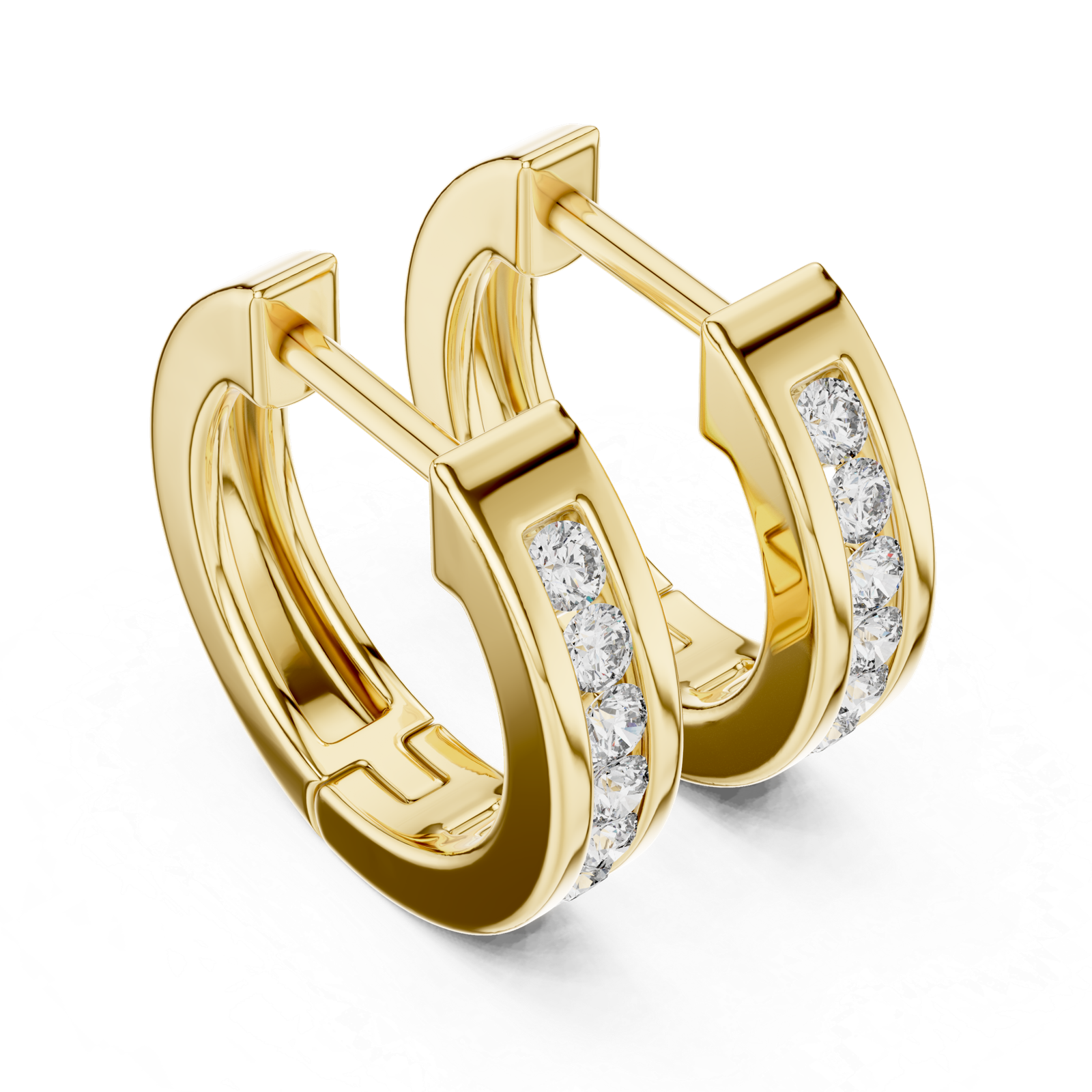 Lab Grown Diamond Gold Earrings Certified 0.14 Cts Round Cut ER-64