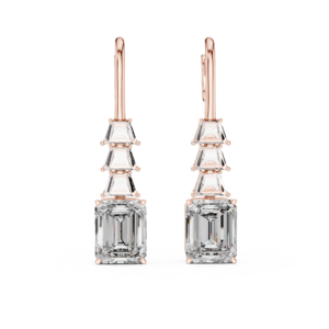 Elegant Lab Grown Diamond Gold Earrings 9.52 Cts Emerald Cut ER-67