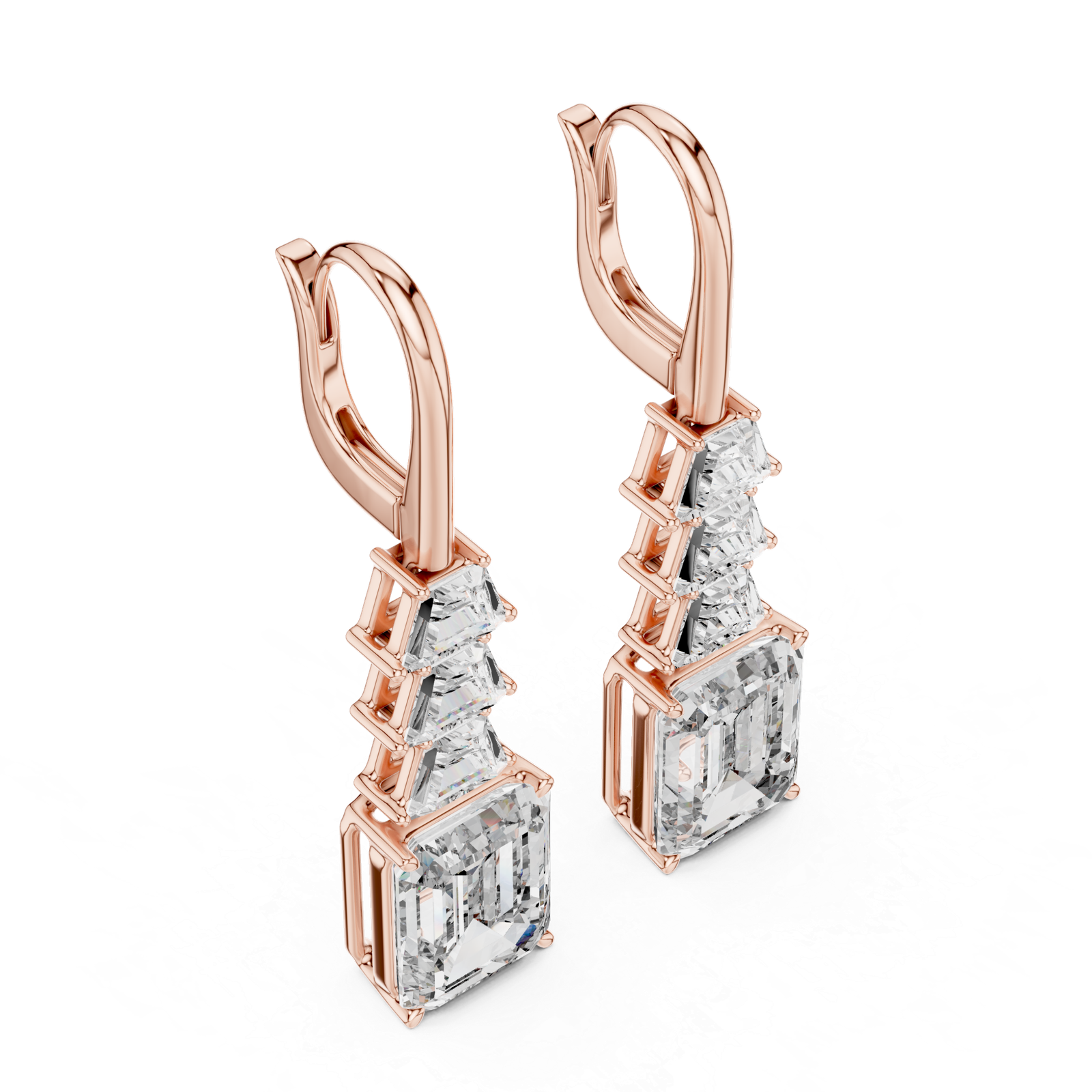 Elegant Lab Grown Diamond Gold Earrings 9.52 Cts Emerald Cut ER-67