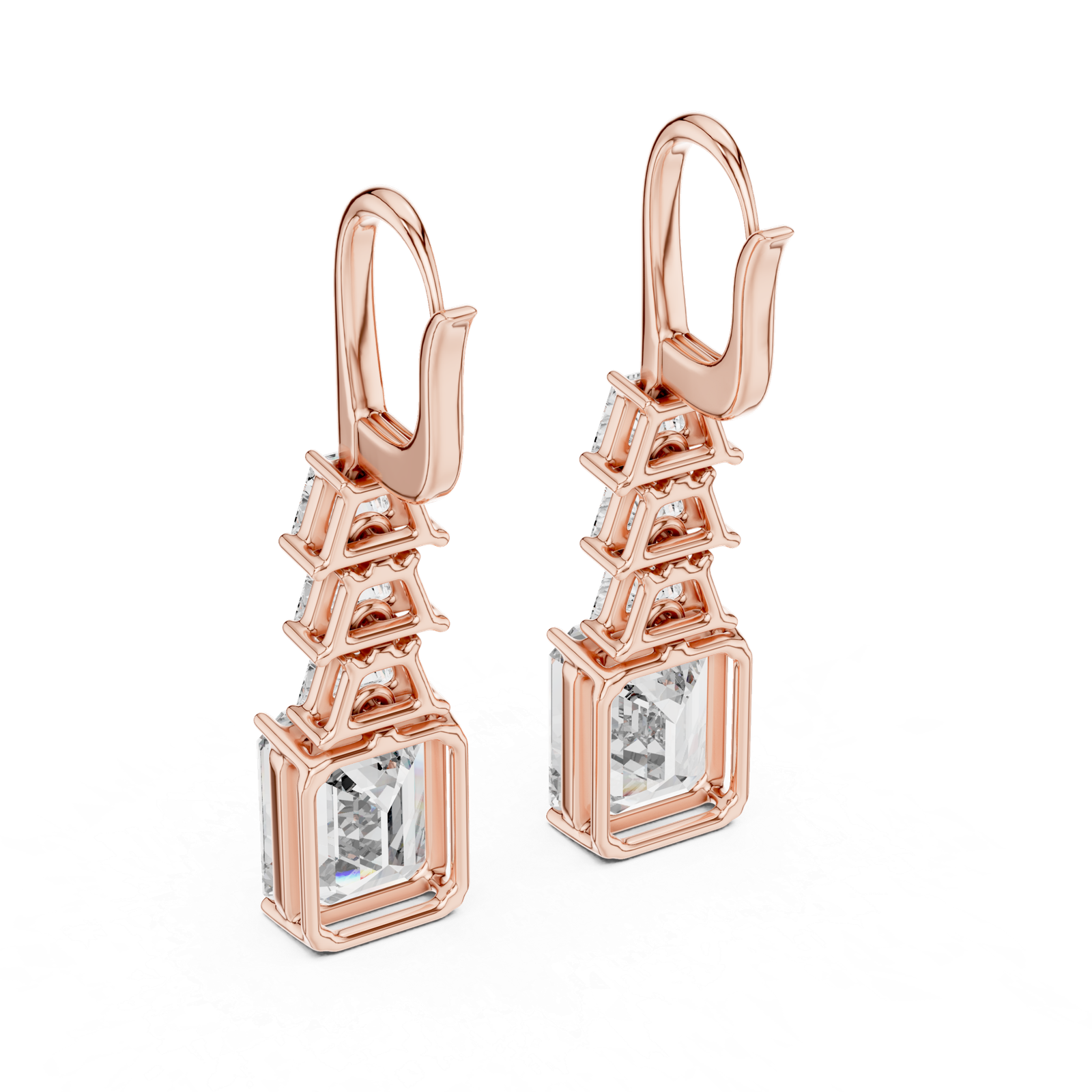Elegant Lab Grown Diamond Gold Earrings 9.52 Cts Emerald Cut ER-67