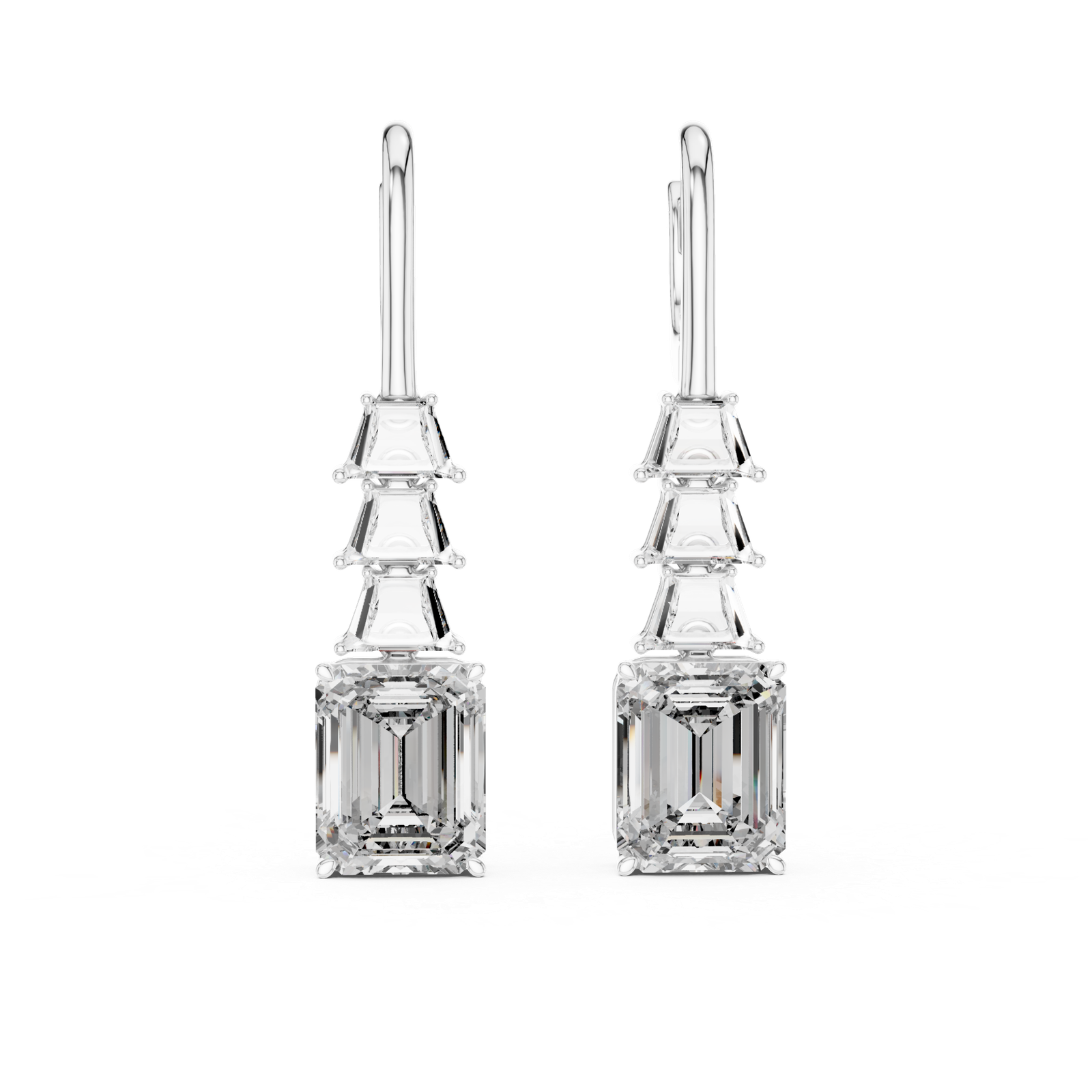 Elegant Lab Grown Diamond Gold Earrings 9.52 Cts Emerald Cut ER-67