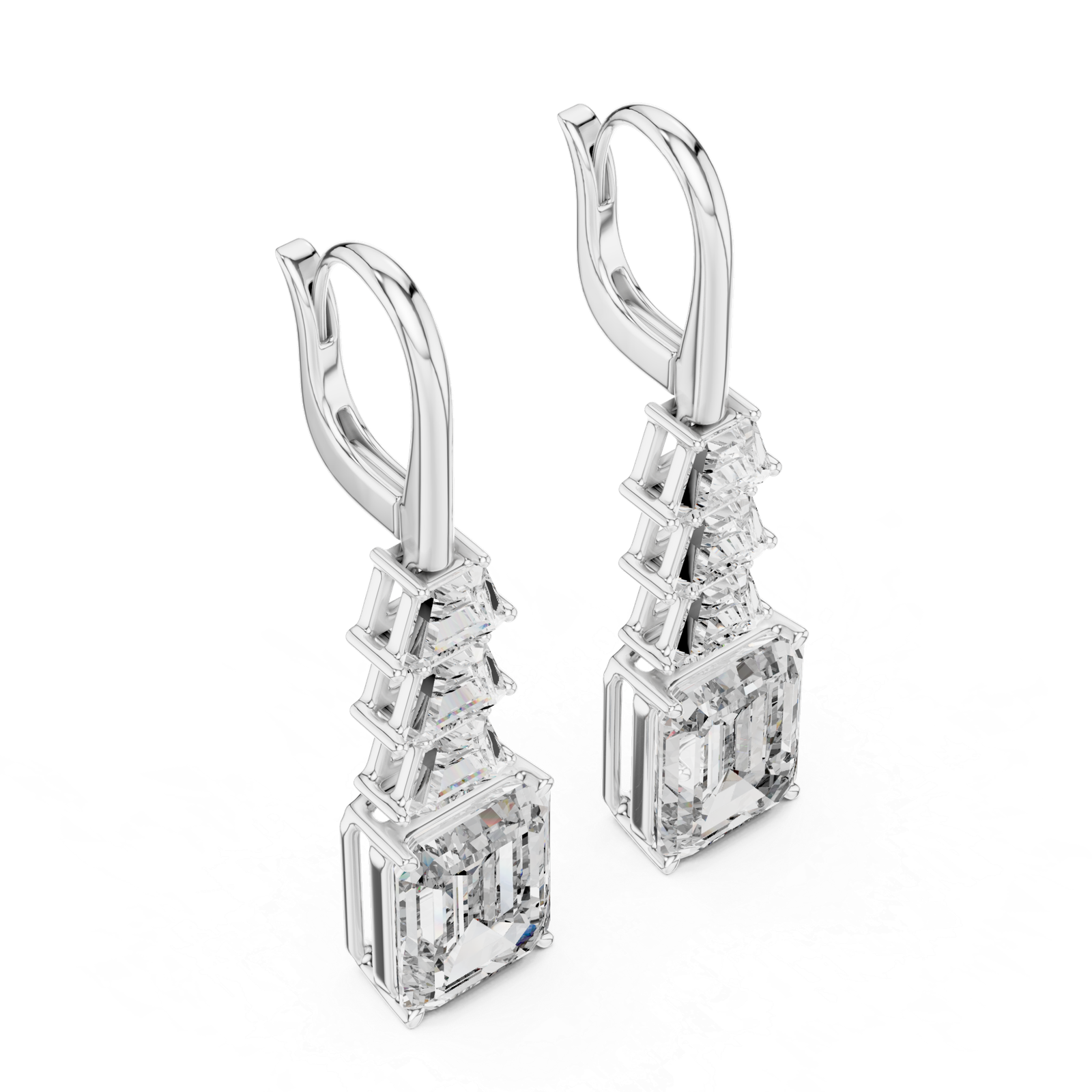 Elegant Lab Grown Diamond Gold Earrings 9.52 Cts Emerald Cut ER-67