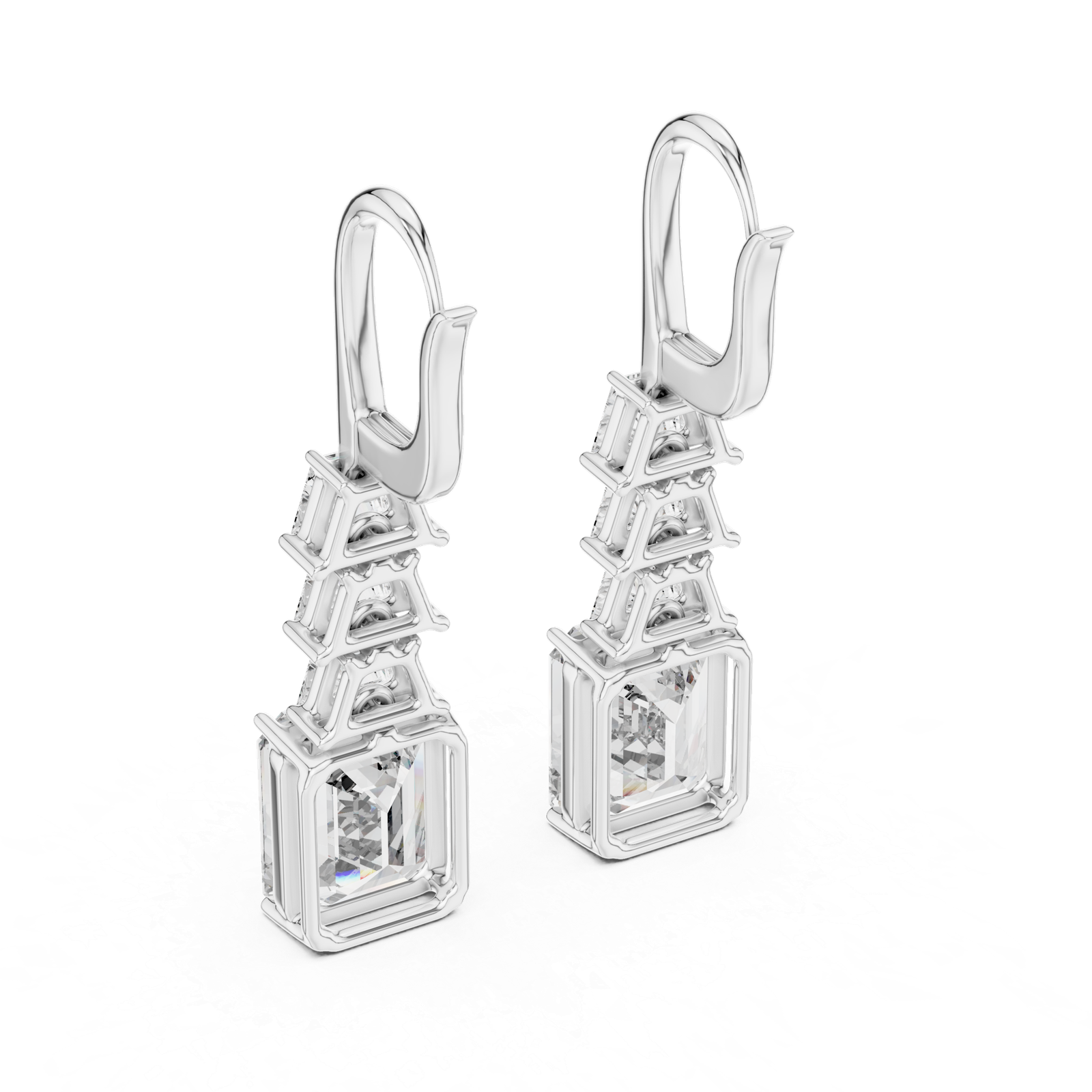 Elegant Lab Grown Diamond Gold Earrings 9.52 Cts Emerald Cut ER-67