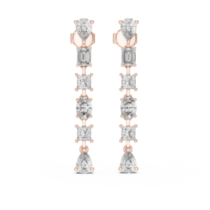 Beautiful Lab Grown Diamond Gold Earrings 2.77 Cts Pear Cut ER-68