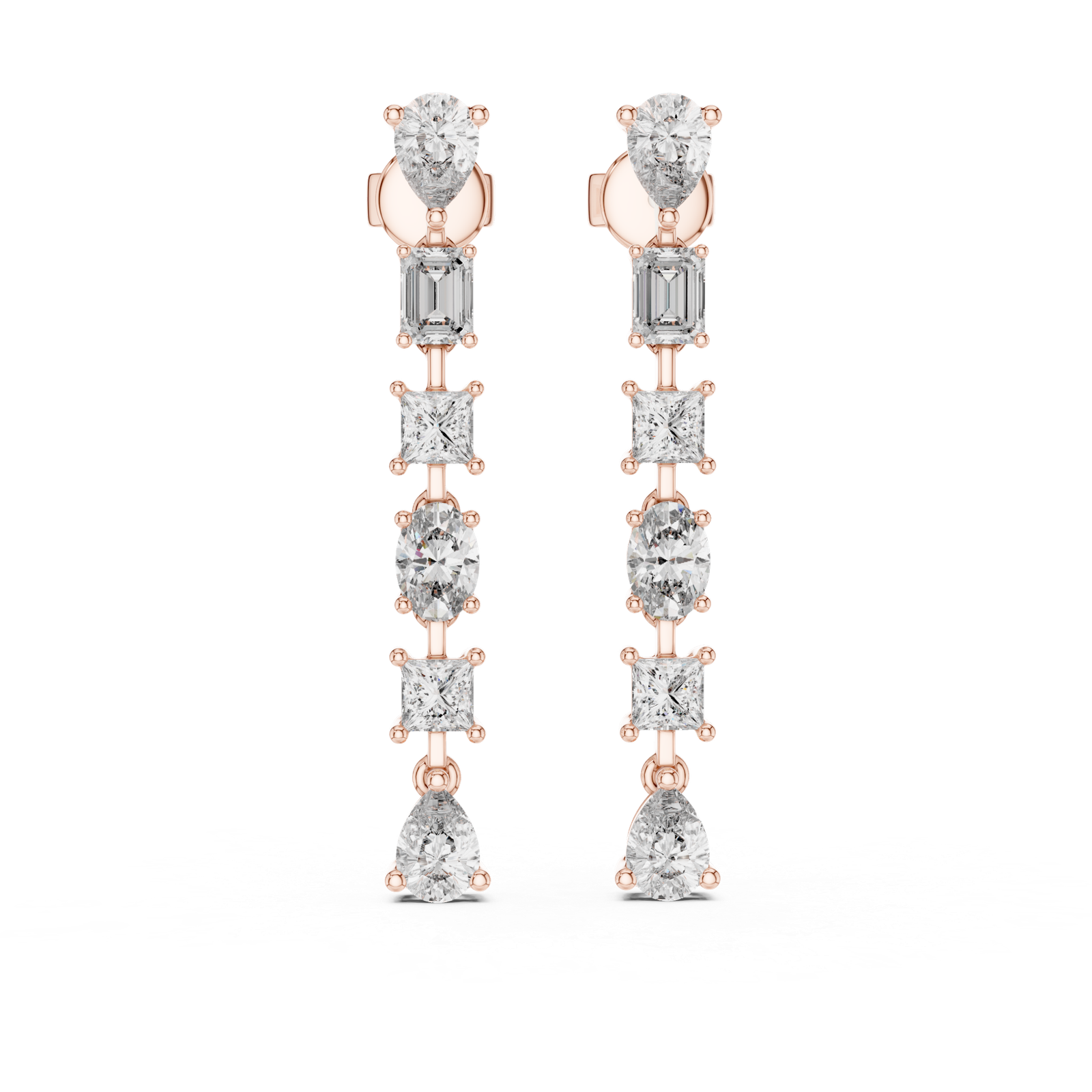 Beautiful Lab Grown Diamond Gold Earrings 2.77 Cts Pear Cut ER-68