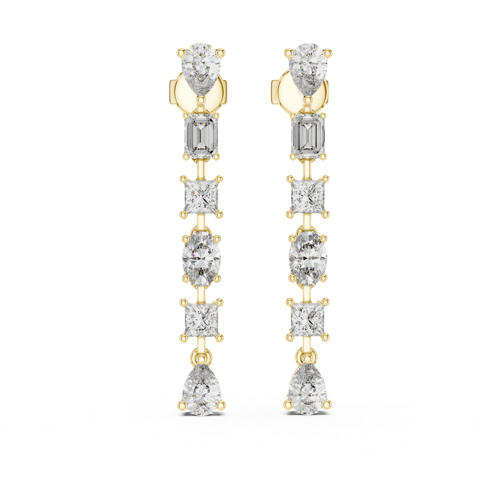 Beautiful Lab Grown Diamond Gold Earrings 2.77 Cts Pear Cut ER-68