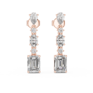 2.87 Cts Emerald Cut Lab Grown Diamond Gold Earrings ER-70