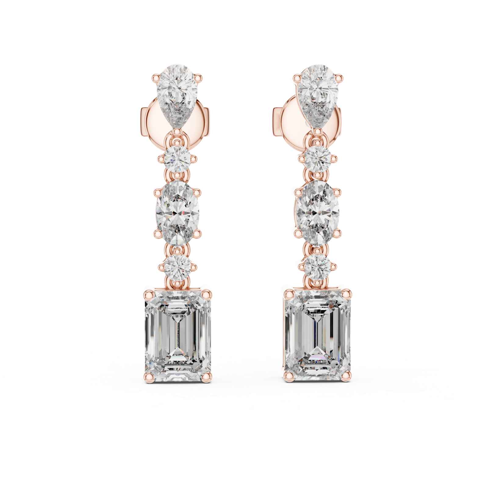 2.87 Cts Emerald Cut Lab Grown Diamond Gold Earrings ER-70