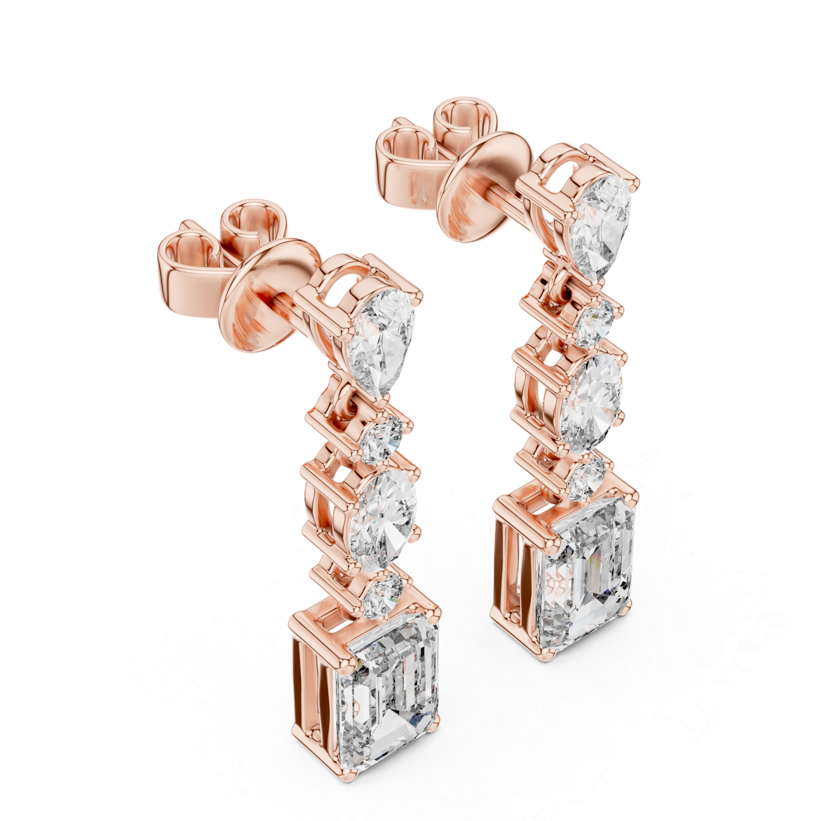 2.87 Cts Emerald Cut Lab Grown Diamond Gold Earrings ER-70
