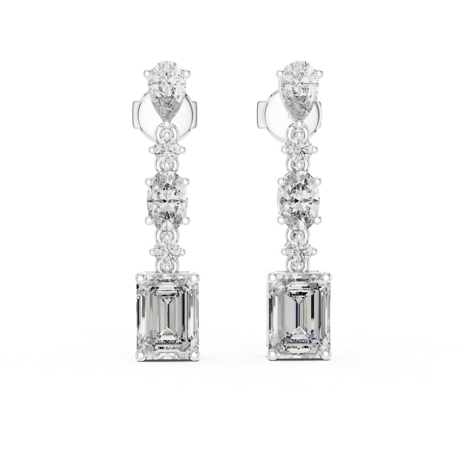 2.87 Cts Emerald Cut Lab Grown Diamond Gold Earrings ER-70