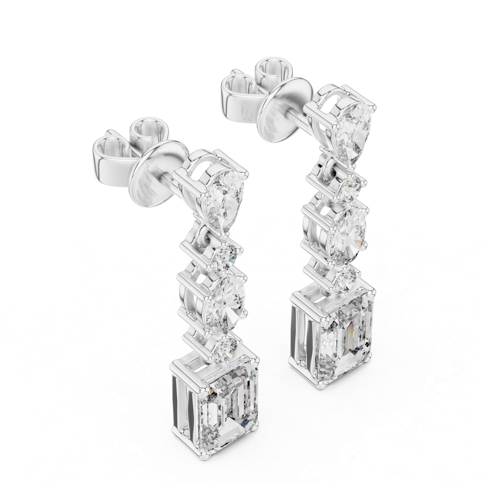 2.87 Cts Emerald Cut Lab Grown Diamond Gold Earrings ER-70