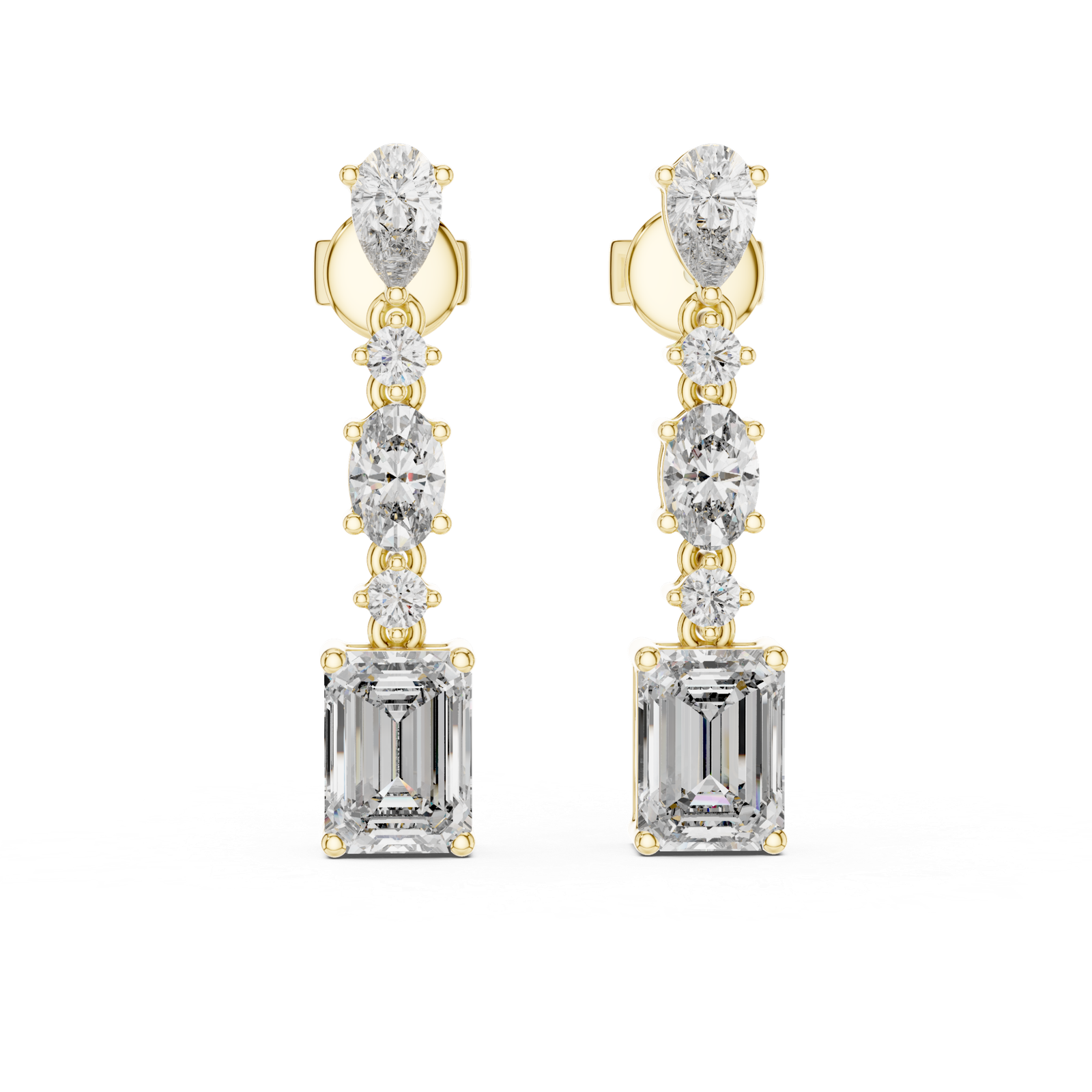 2.87 Cts Emerald Cut Lab Grown Diamond Gold Earrings ER-70