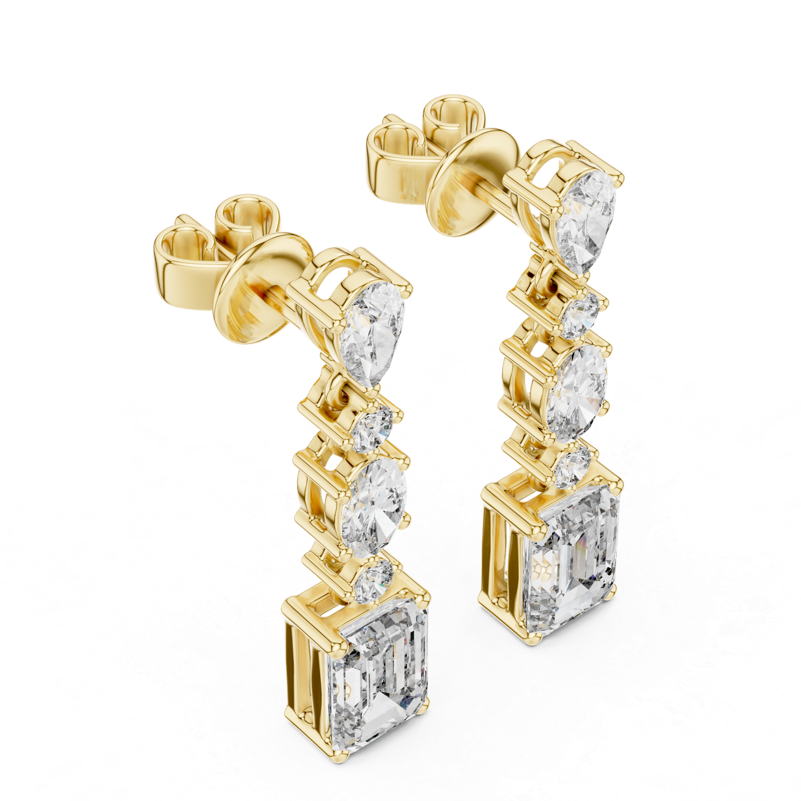 2.87 Cts Emerald Cut Lab Grown Diamond Gold Earrings ER-70