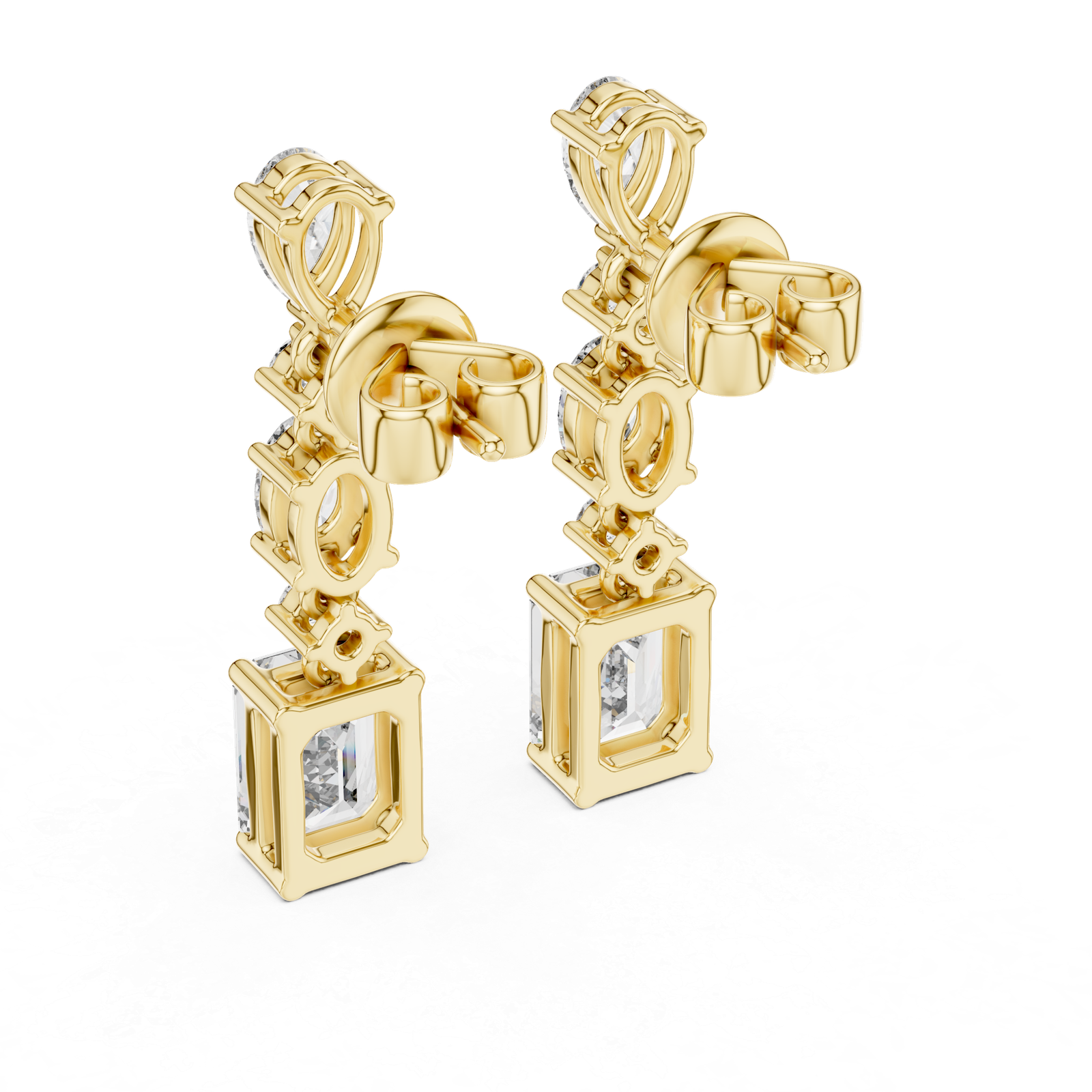 2.87 Cts Emerald Cut Lab Grown Diamond Gold Earrings ER-70 - Image 9